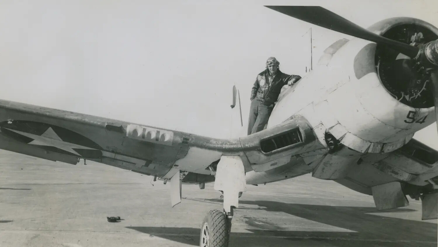 F4U Corsair Fighter with Pilot on Wing, Pat McAleer Collection, WWII Era