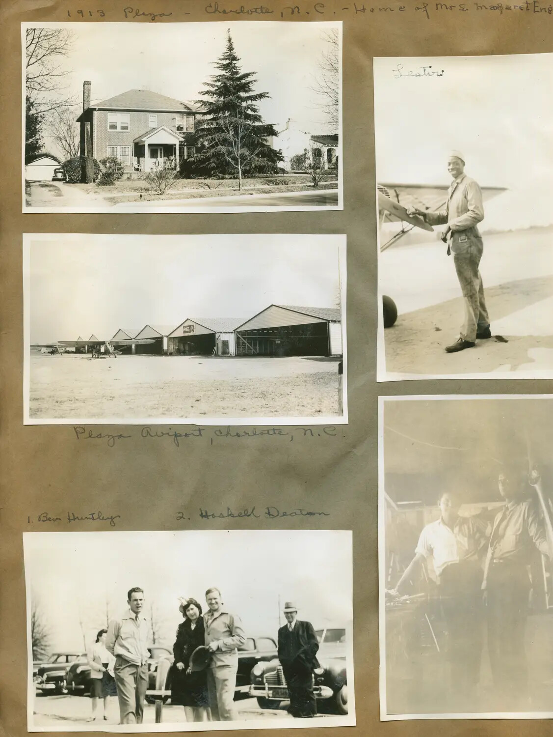 Scrapbook Page: Plaza Airport, Charlotte, North Carolina - Staff, Aircraft, and Facilities, circa 1943-1944