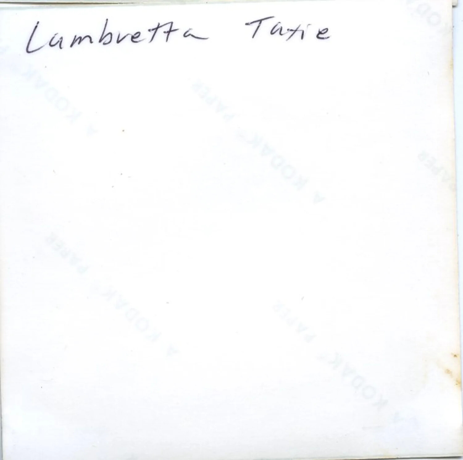 Handwritten Caption Card: 'Lambretta Taxi' — Vietnam Album, 1971