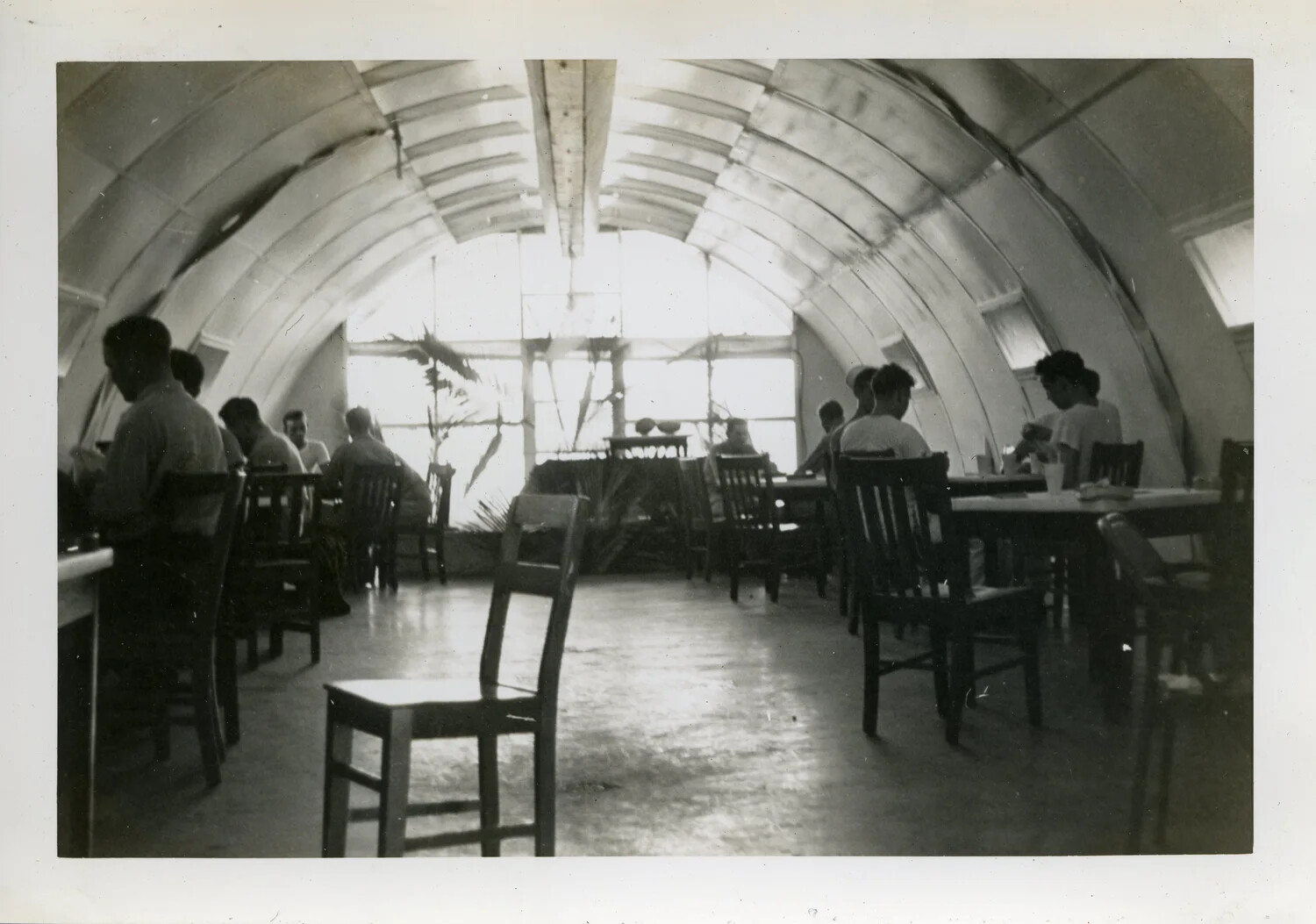 Interior of Quonset Hut Mess Hall or Enlisted Club, NAS Agana, Guam