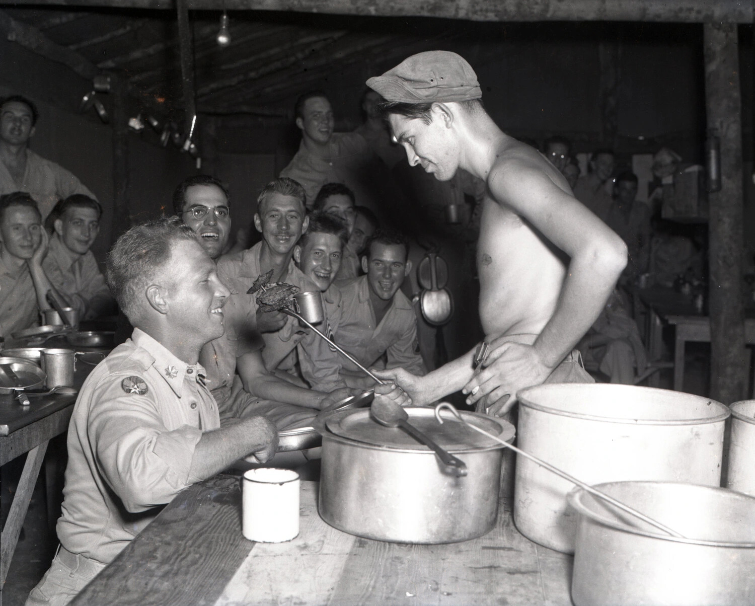 Servicemen at Field Mess Hall, China-Burma-India Theater, WWII