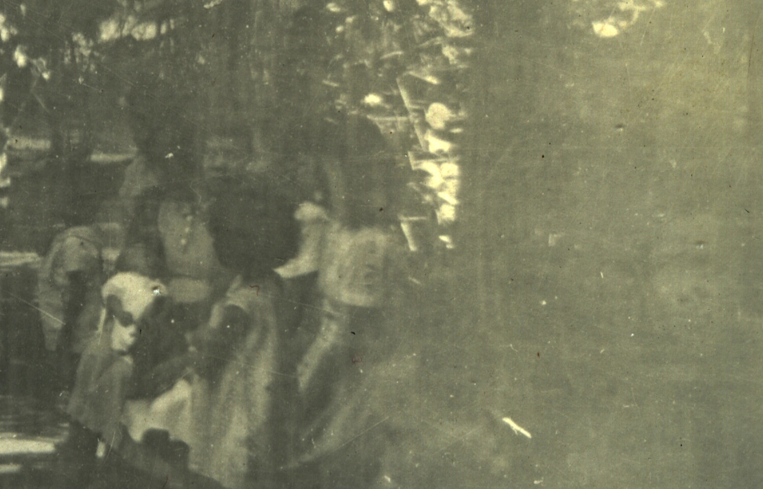 Okinawan Civilians Walking Near Wooded Waterway, WWII Okinawa Campaign