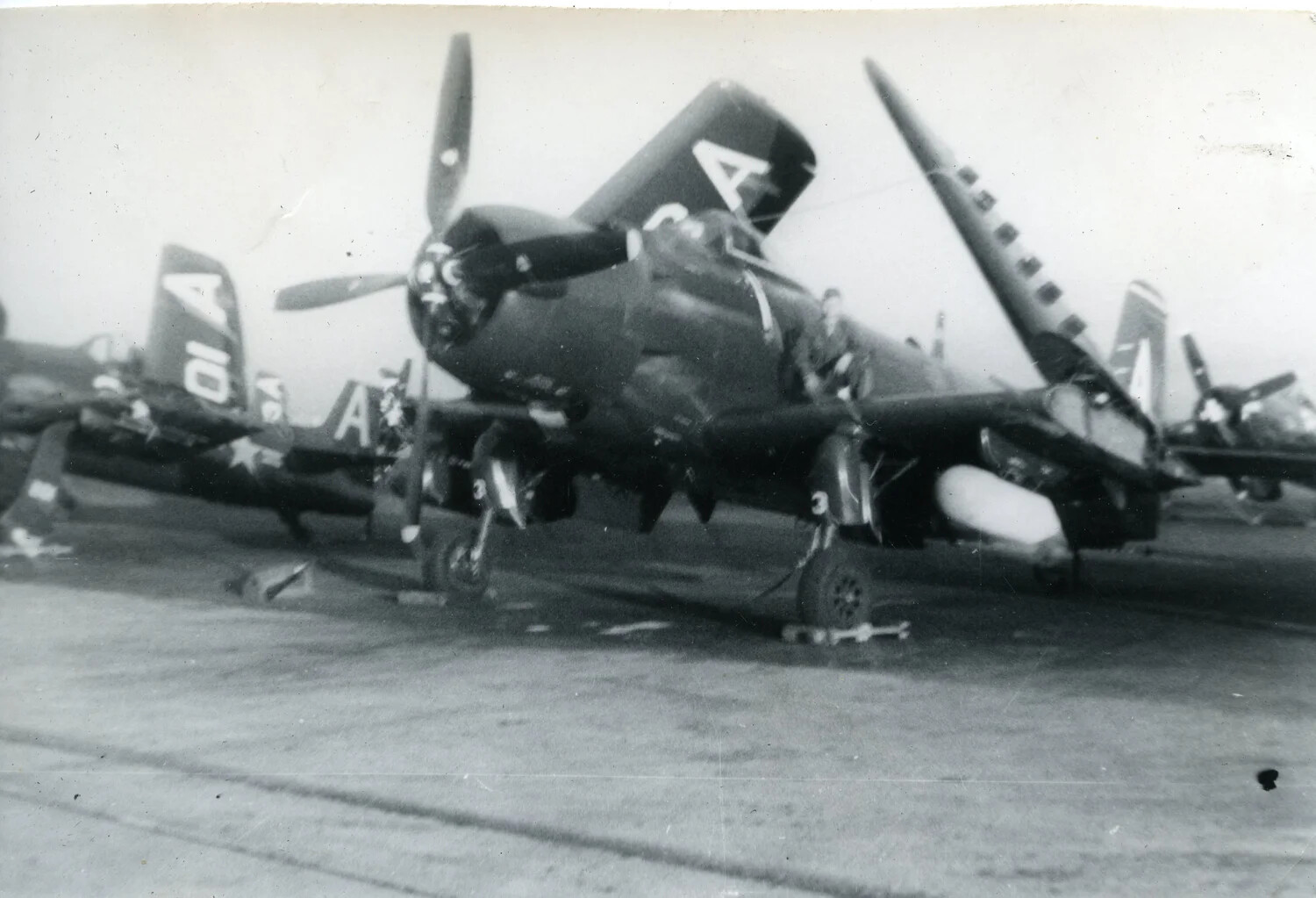 Row of F4U Corsair Fighters, VMF-214 'Black Sheep' Squadron, Pacific Theater, 1945