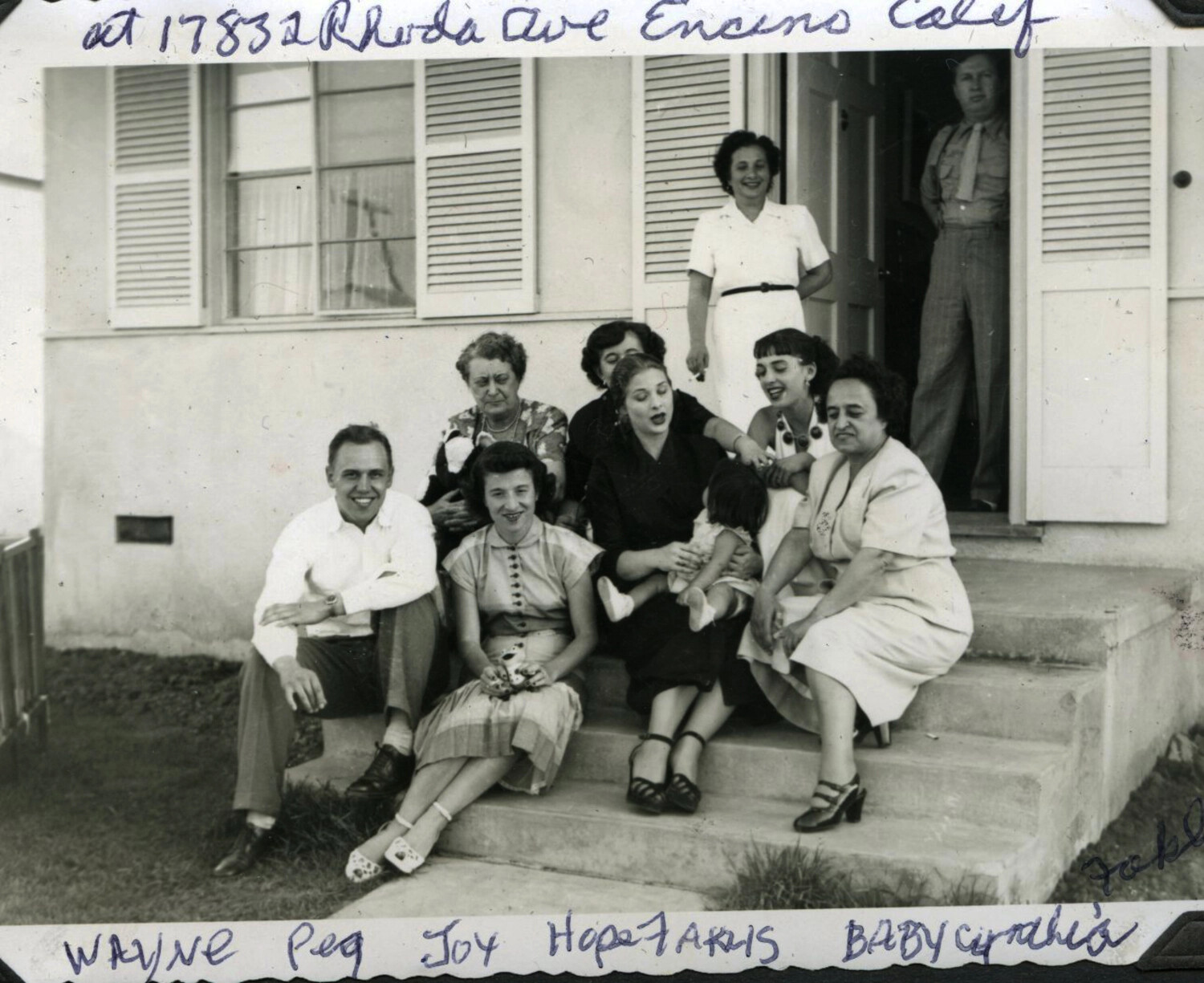 Family Group Portrait on Porch Steps, 17832 Rhoda Avenue, Encino, California