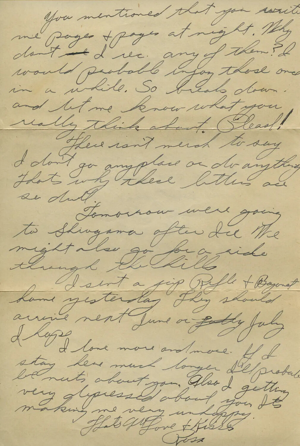 Handwritten Letter from Ross (Moon) to 'Sammiet,' Occupied Japan, WWII/Post-War Era
