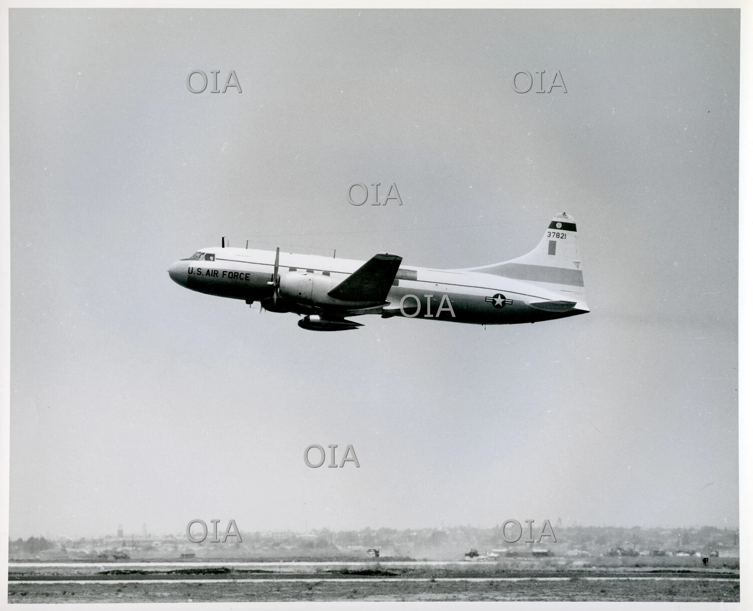 Convair C-131 Samaritan / T-29 Flying Classroom, U.S. Air Force, Serial 37821, Climbing After Takeoff