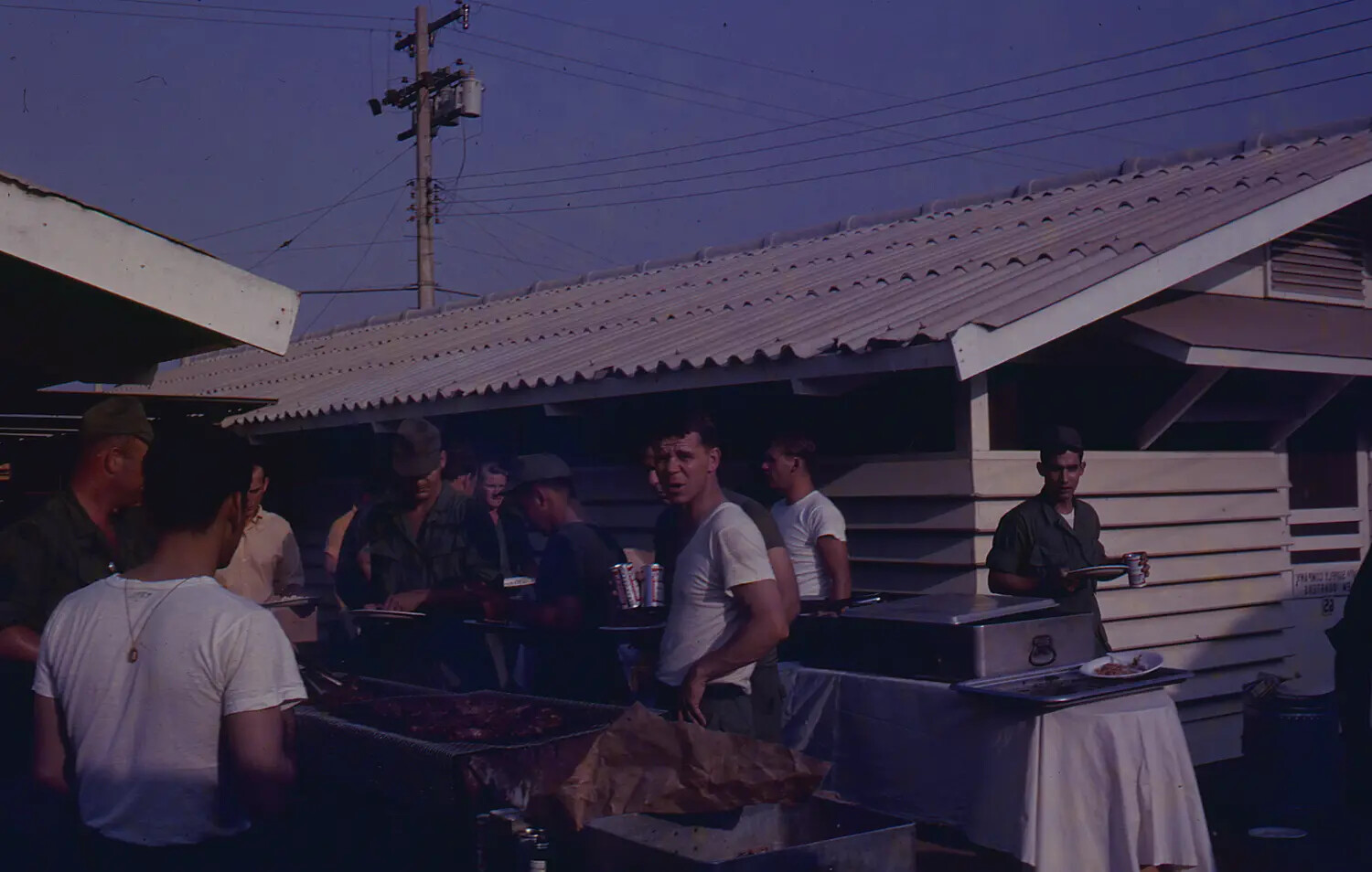 Servicemen at an Outdoor Cookout, Vietnam, 1968 Tet Era