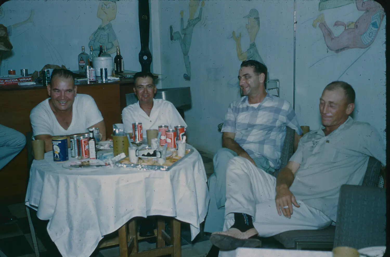 Airmen Relaxing at Squadron Club Table, 3rd Tactical Fighter Wing, Vietnam, 1965