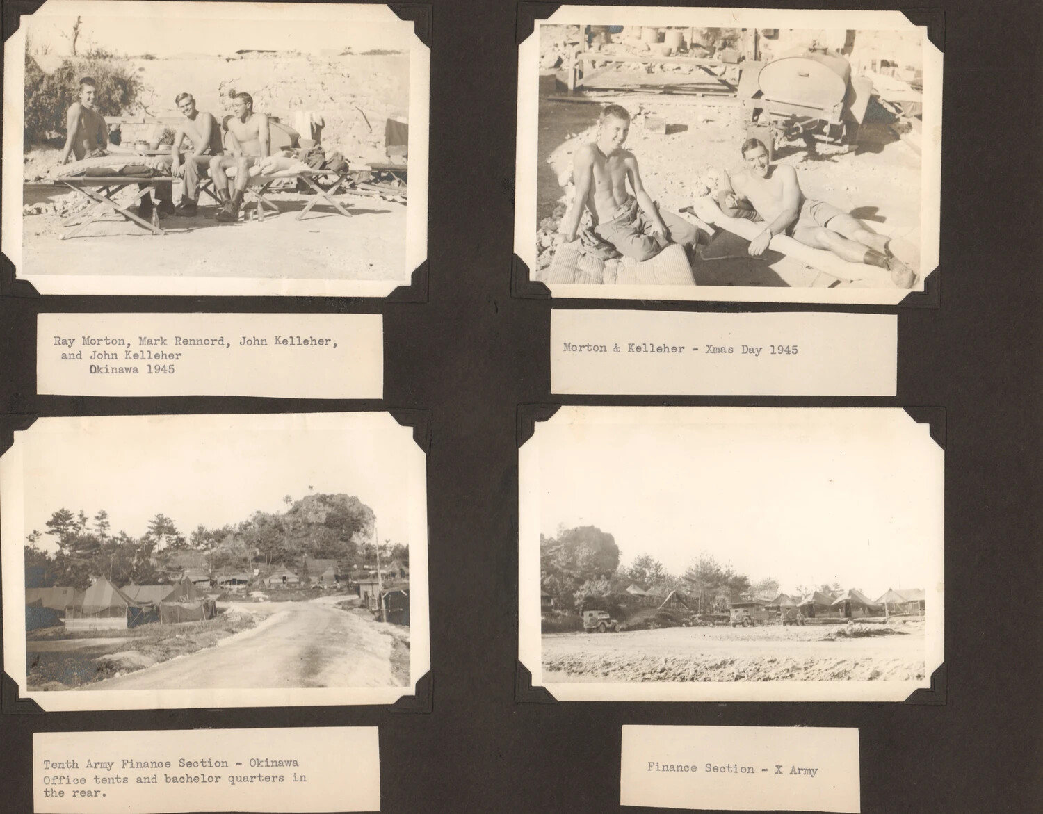 Photo Album Page — Tenth Army Finance Section, Okinawa, 1945