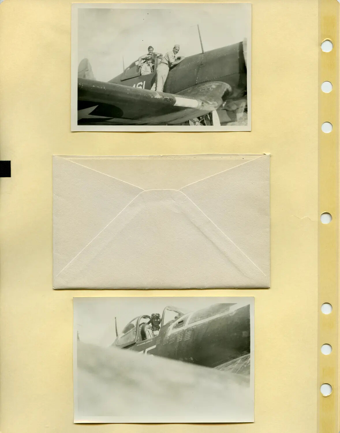 WWII Album Page: American Fighter Aircraft with Ground Crew and Pilot, Pat McAleer Collection