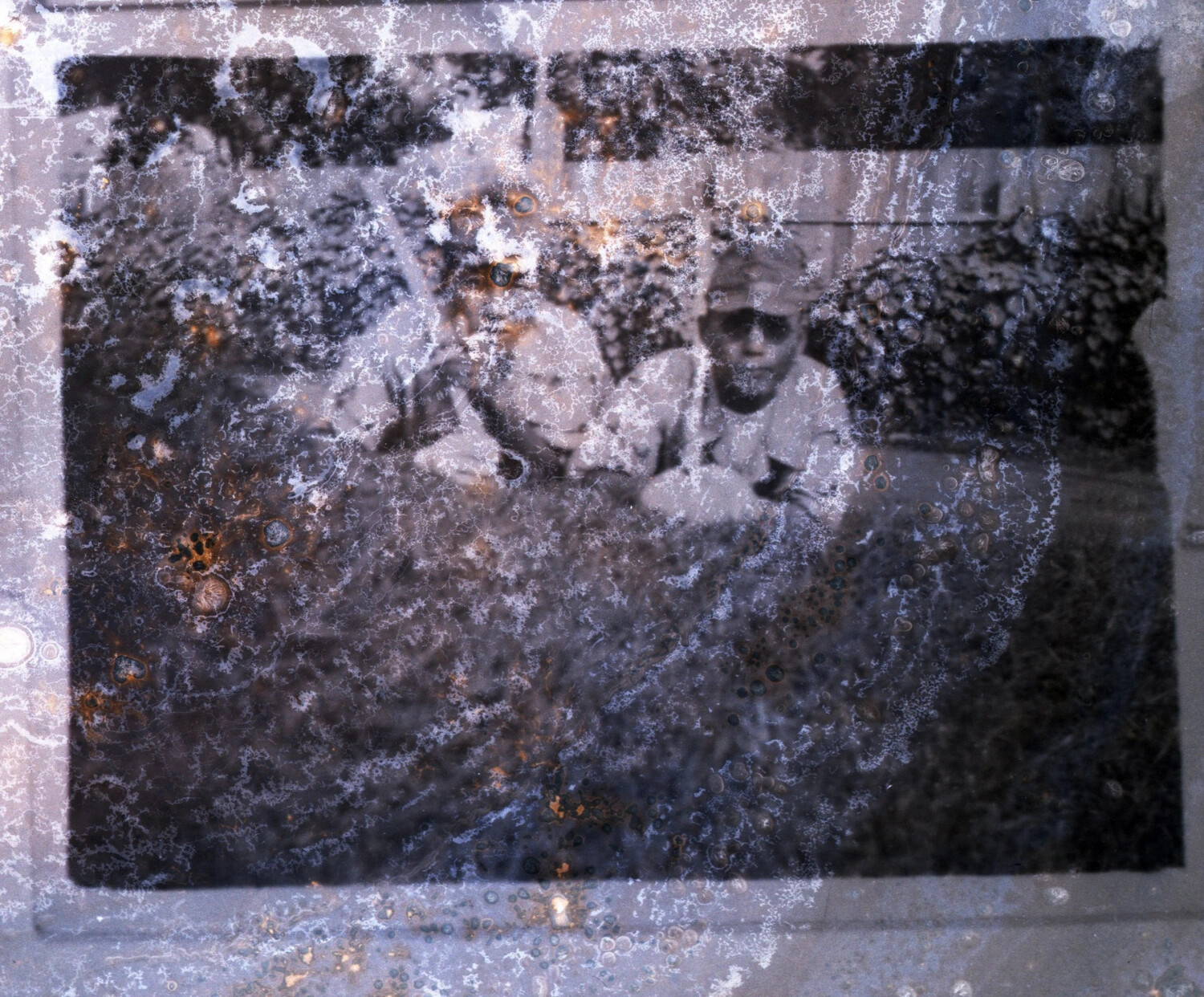 Deteriorated WWII-Era Negative, Partial Portrait of Man in Garrison Cap and Sunglasses — Japanese Captured Recon Photo Collection