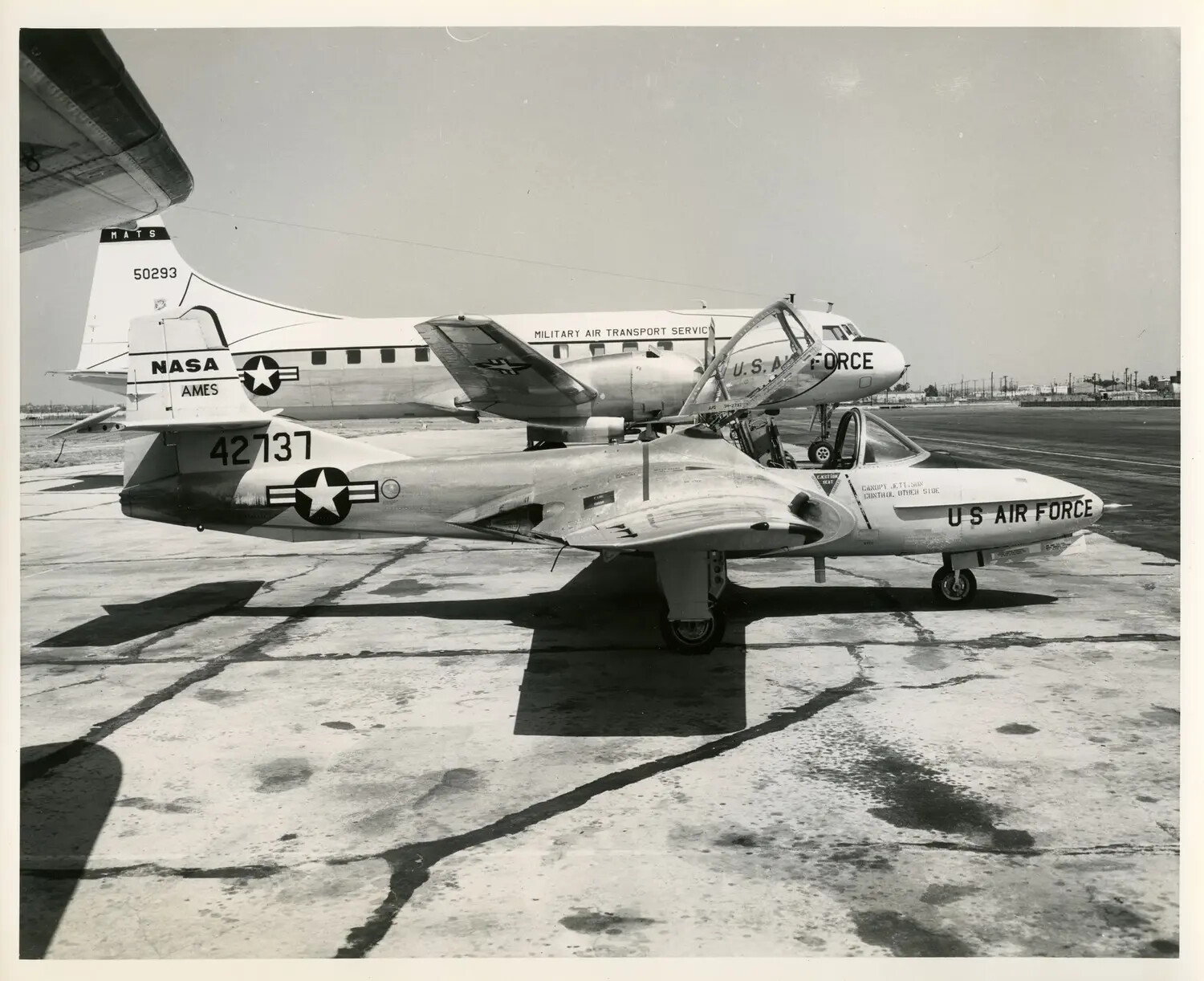 Cessna T-37 Jet Trainer with NASA Ames MATS Transport Aircraft, USAF