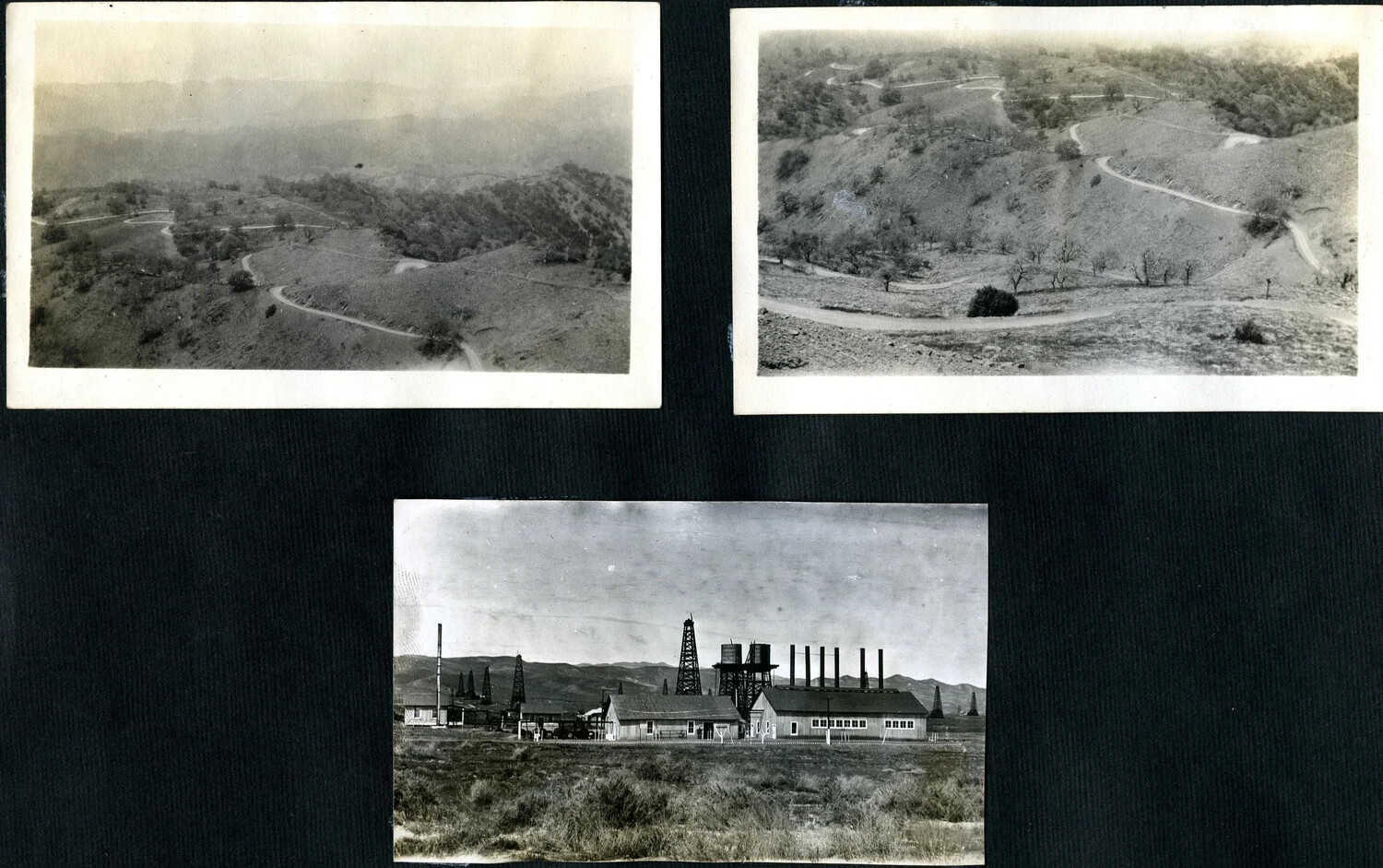 Scrapbook Page: California Hill Country and Oil Field Installation, World War I Era (c. 1917-1918)
