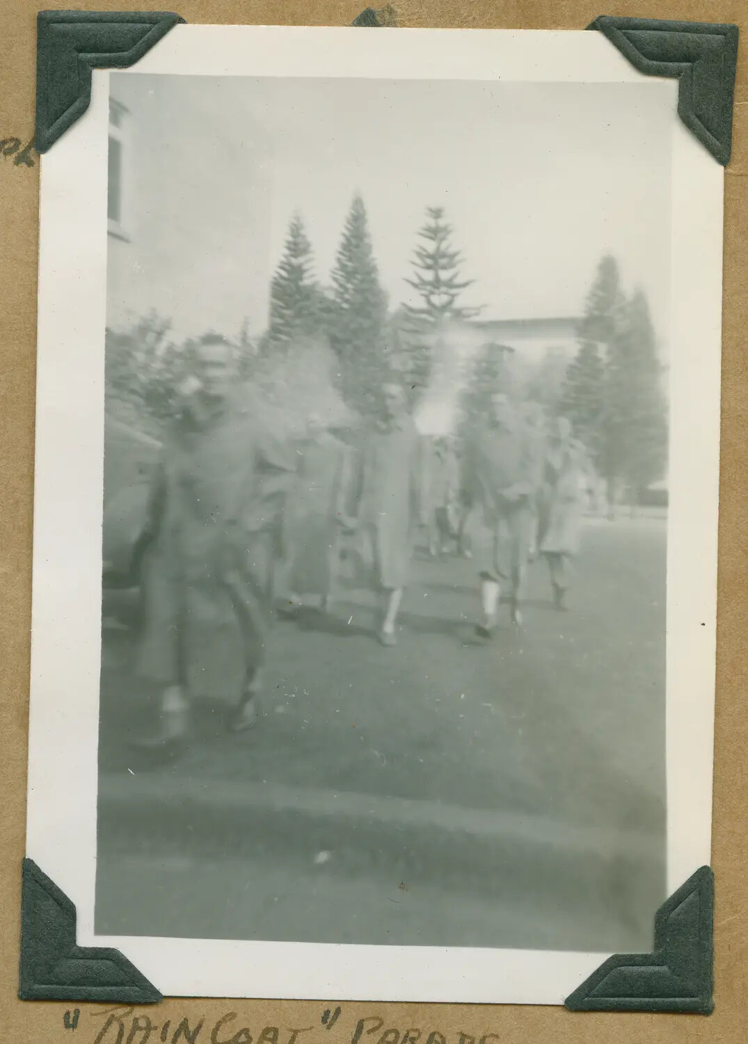 "Rain Coat" Parade -- Servicemen in Wet-Weather Gear, Hawaii WWII Photo Album
