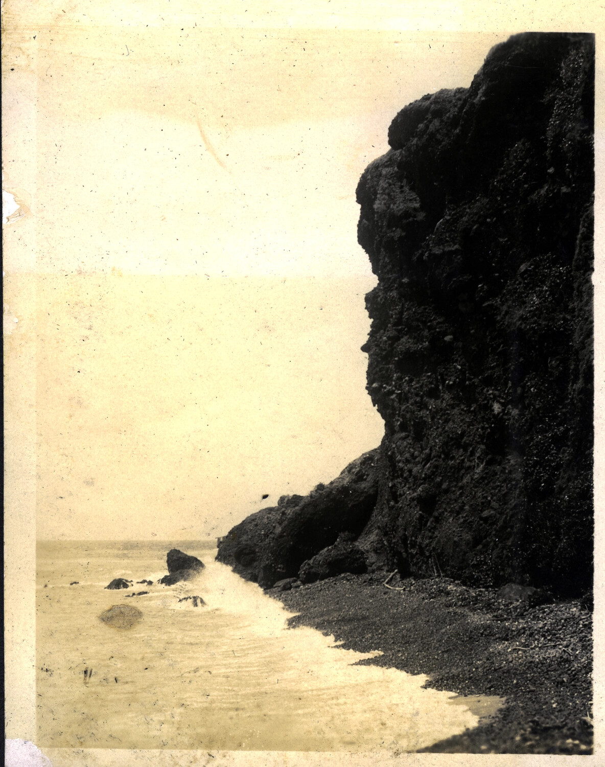 Rocky Sea Cliff and Beach, Philippine Coastline, Early-Mid 20th Century