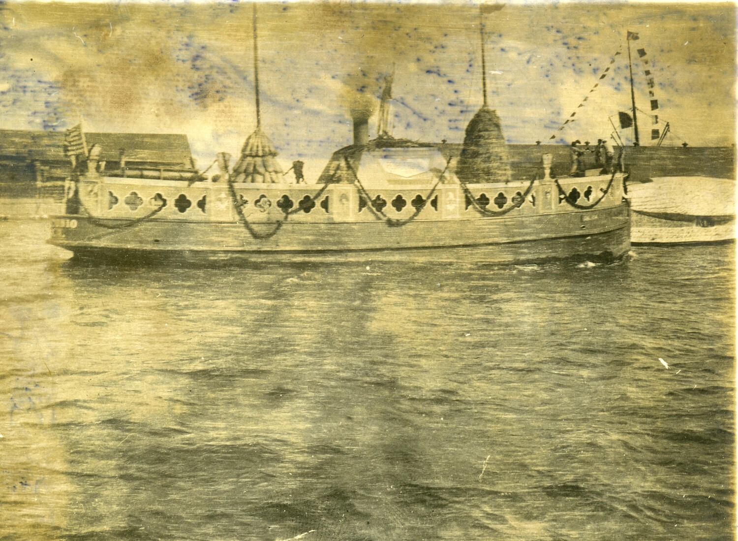 Decorated Launch or Steam Barge in Philippine Waters, Early 1900s (Carl Stone Album)