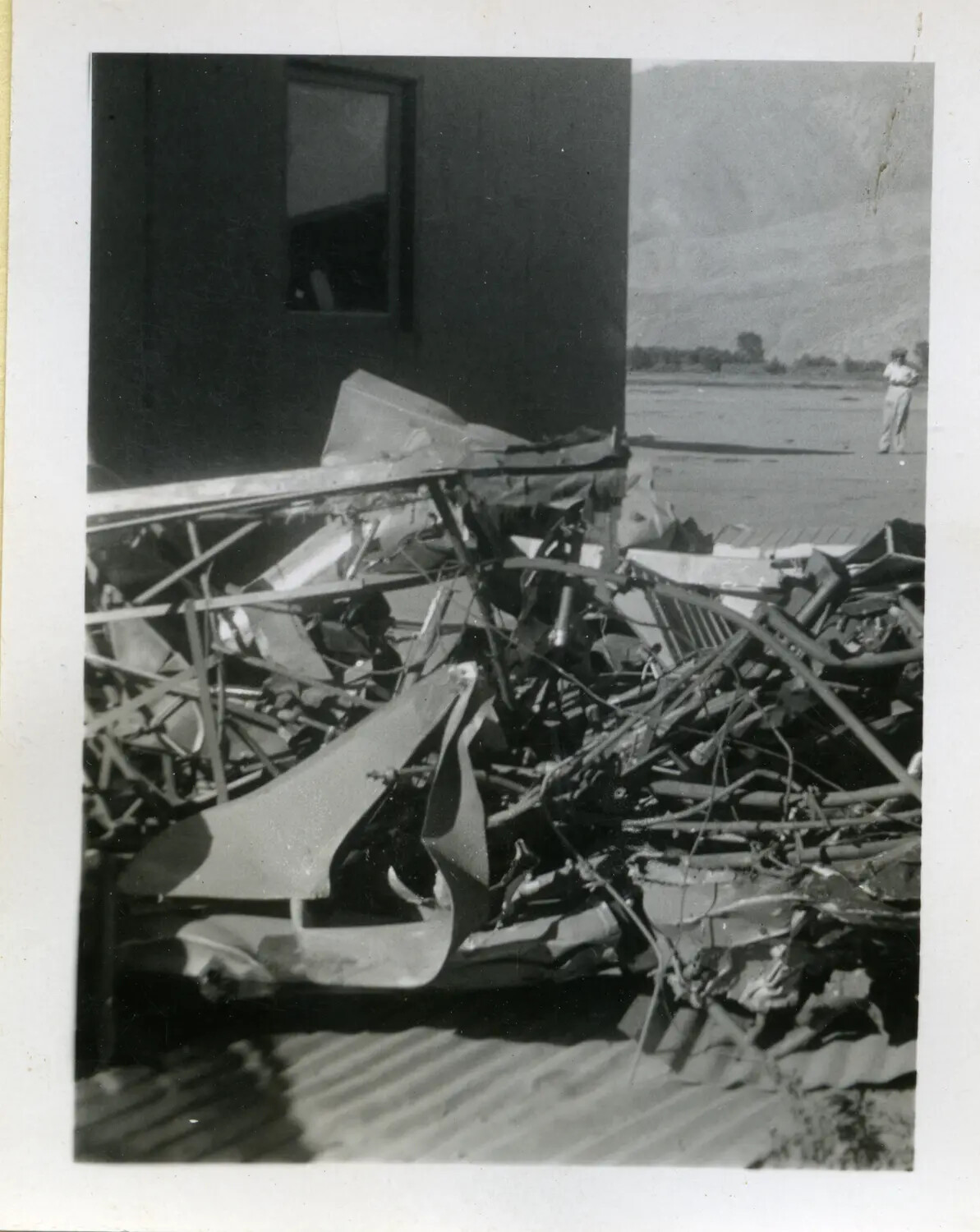 Wrecked Aircraft Debris Pile at Airfield, McAleer Personal Album