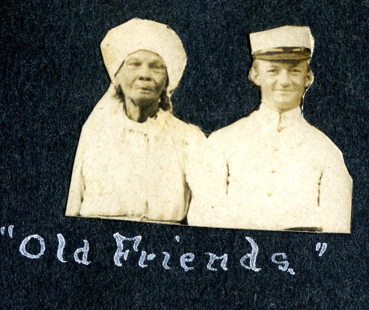 Album Page: Sailor and Elderly Woman Captioned "Old Friends"