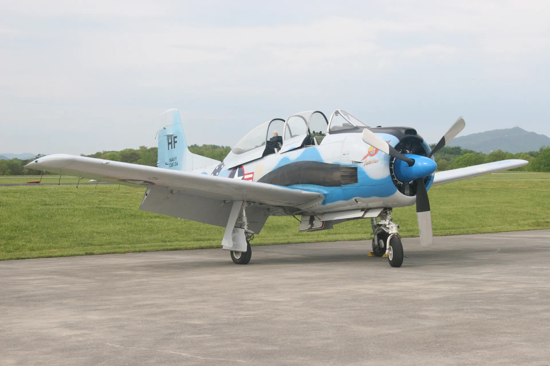 Restored North American T-28 Trojan, Navy Training Colors, Tail Code HF