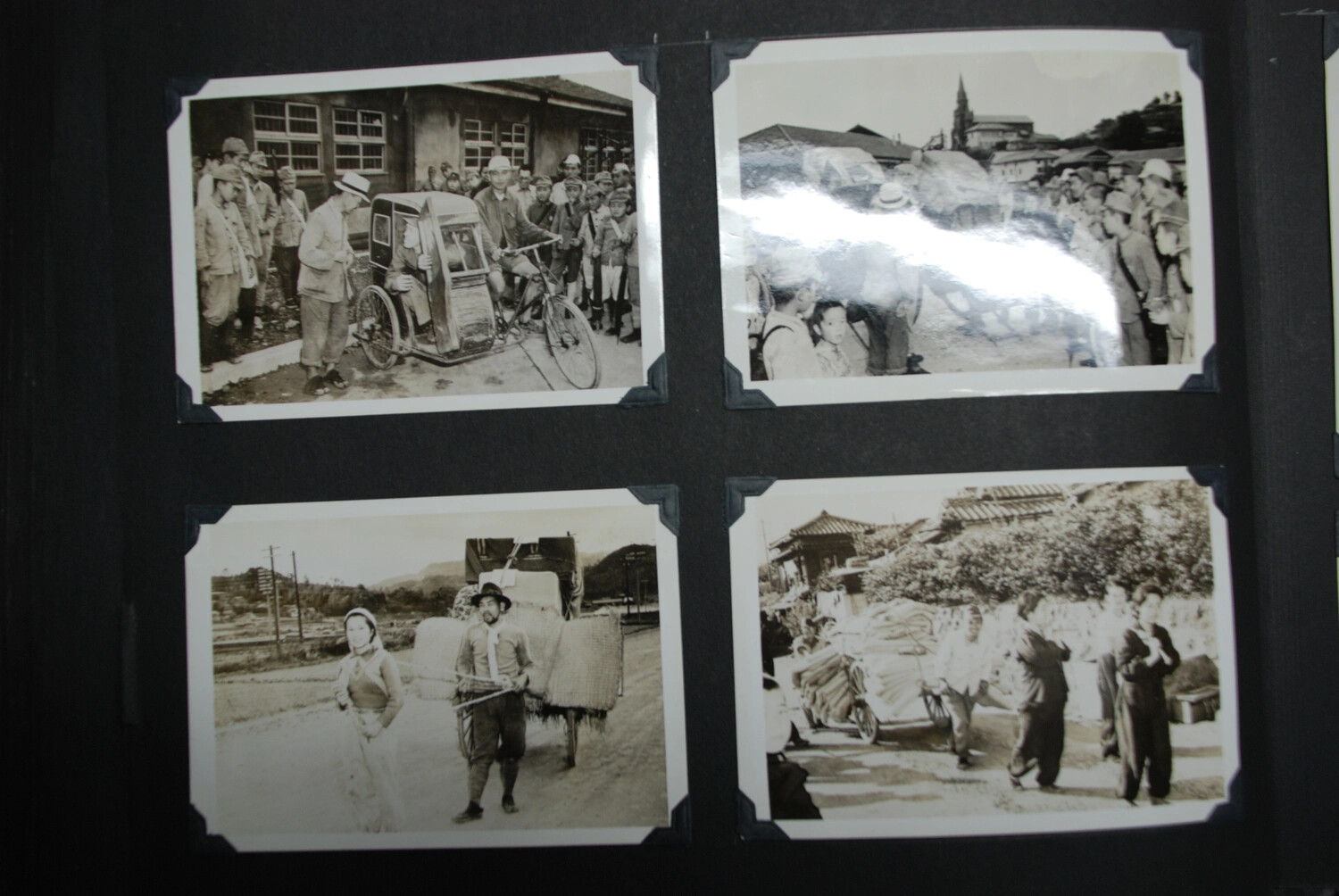 Album Page: Street Life and Transportation Scenes, Occupied Japan
