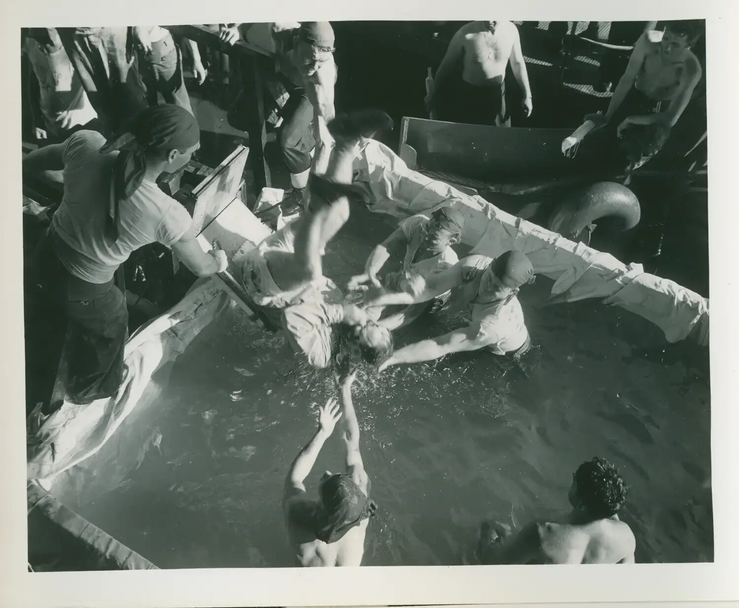 "Crossing the Line" Equator Ceremony Aboard USS Petrof Bay (CVE-80), WWII Era