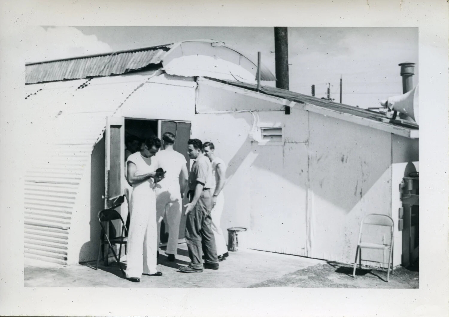 Navy Personnel Outside Quonset Hut, NATS Squadron VR-6, Agana, Guam