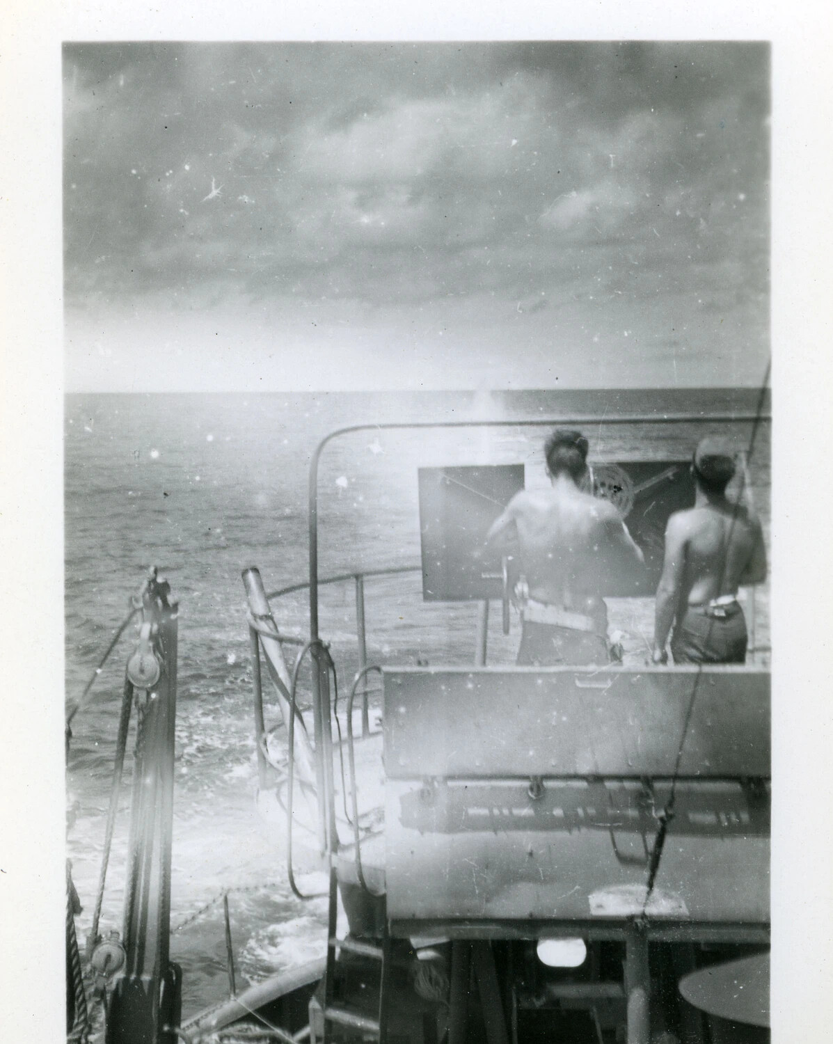 Sailors at an Aft Plotting Station Aboard a U.S. Navy Patrol Craft, Pacific Theater, World War II