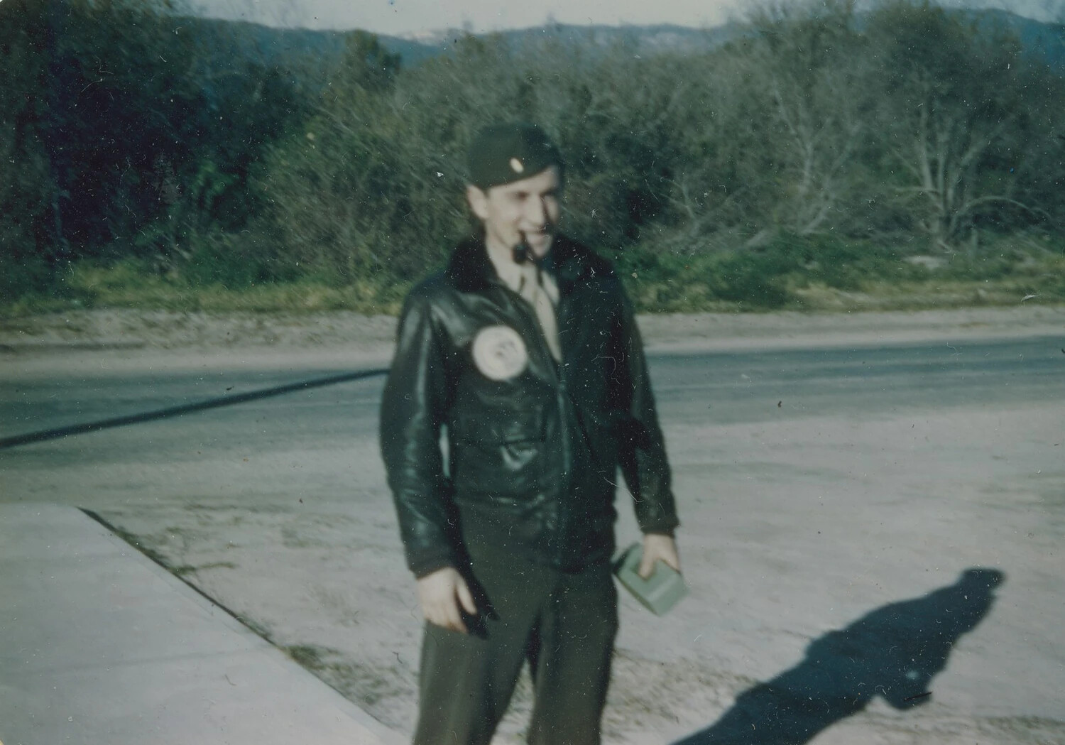Airman in Leather Flight Jacket with Squadron Patch, McAleer Collection