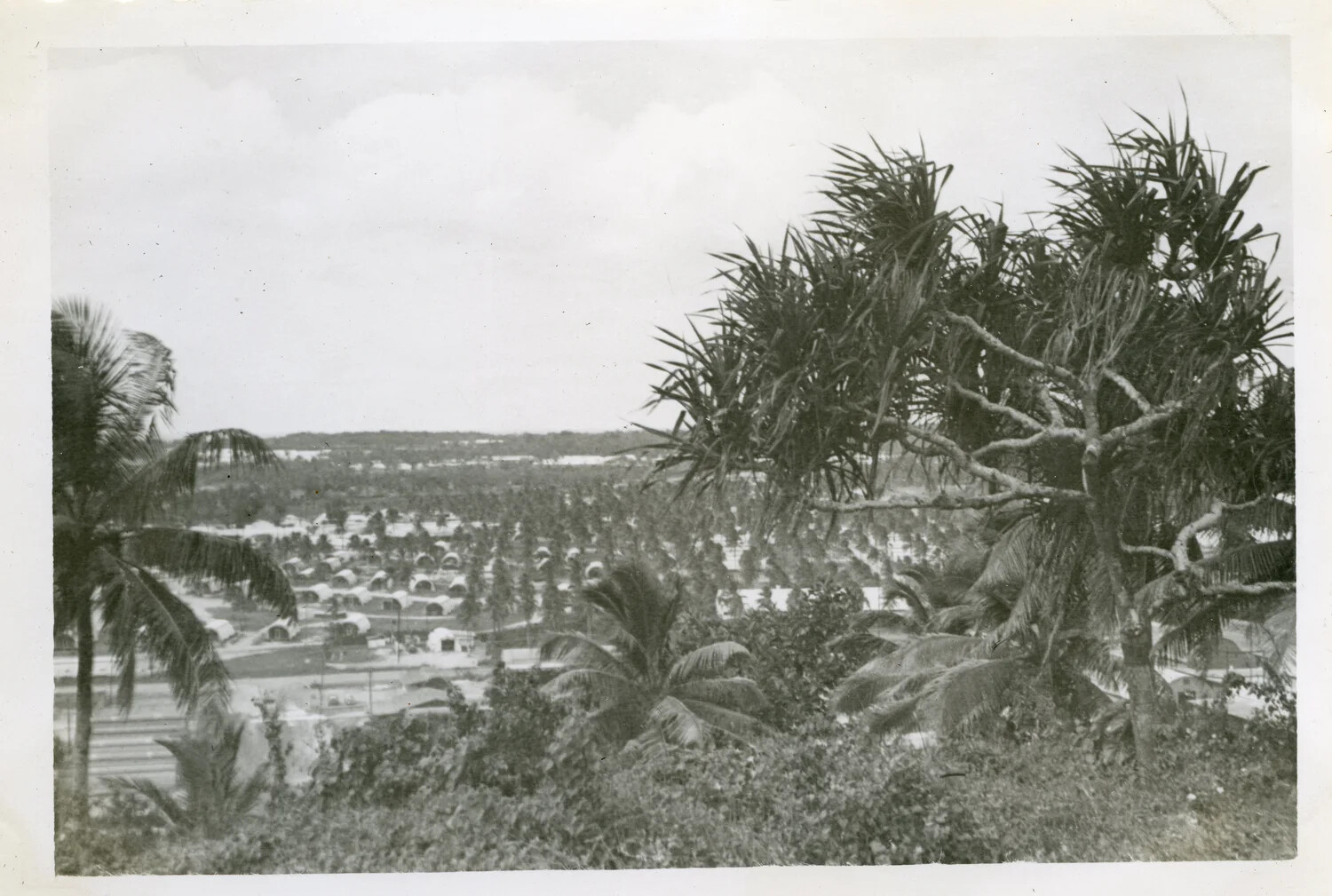 Elevated View of Quonset Hut Encampment, Agana, Guam, VR-6 Squadron Album