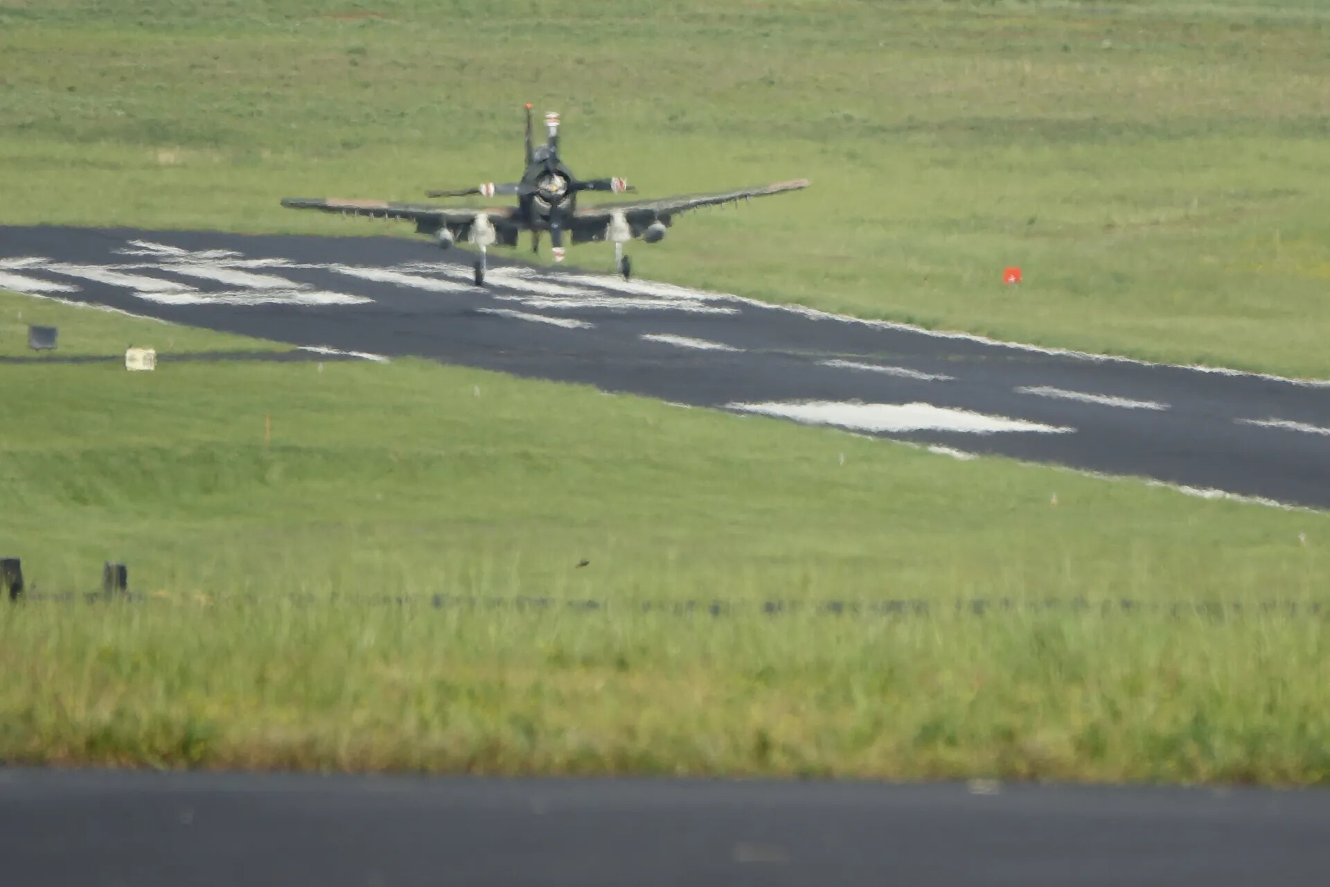 Douglas A-1 Skyraider on Final Approach, Close Head-On View