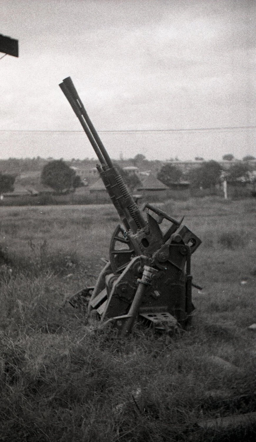 Abandoned Japanese Anti-Aircraft Gun in Field, Luzon, Philippines, WWII