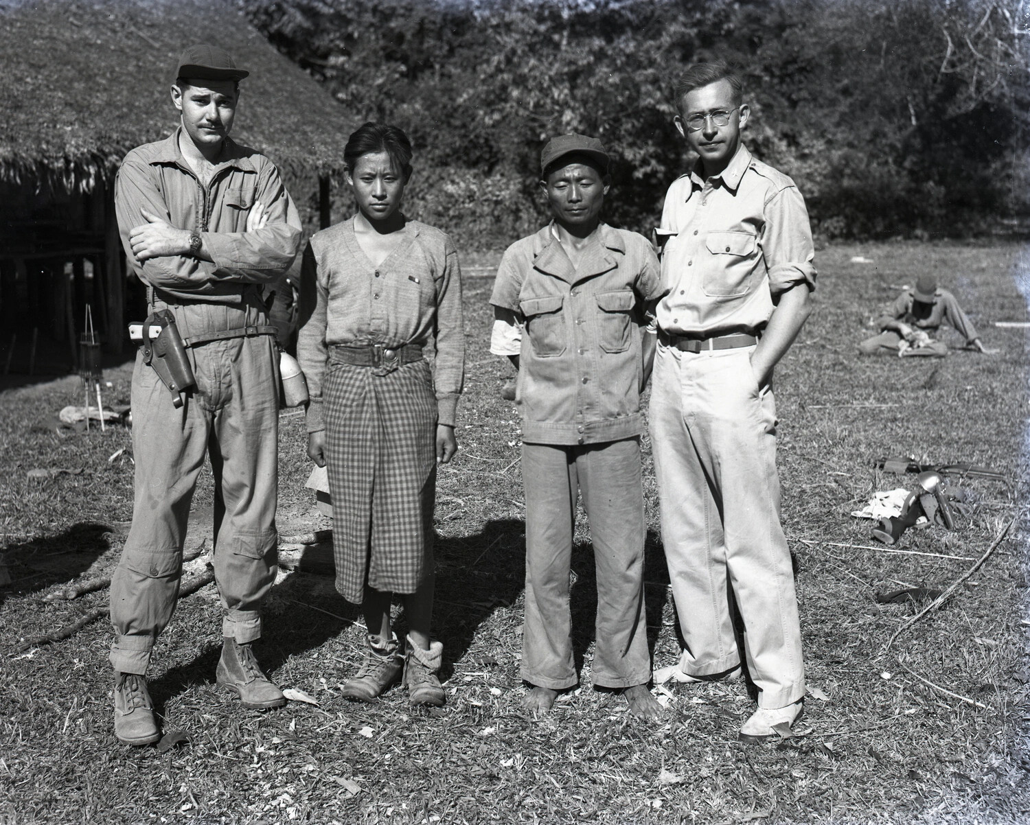 American Servicemen with Local Burmese/Kachin Men, CBI Theater, Kotec Collection