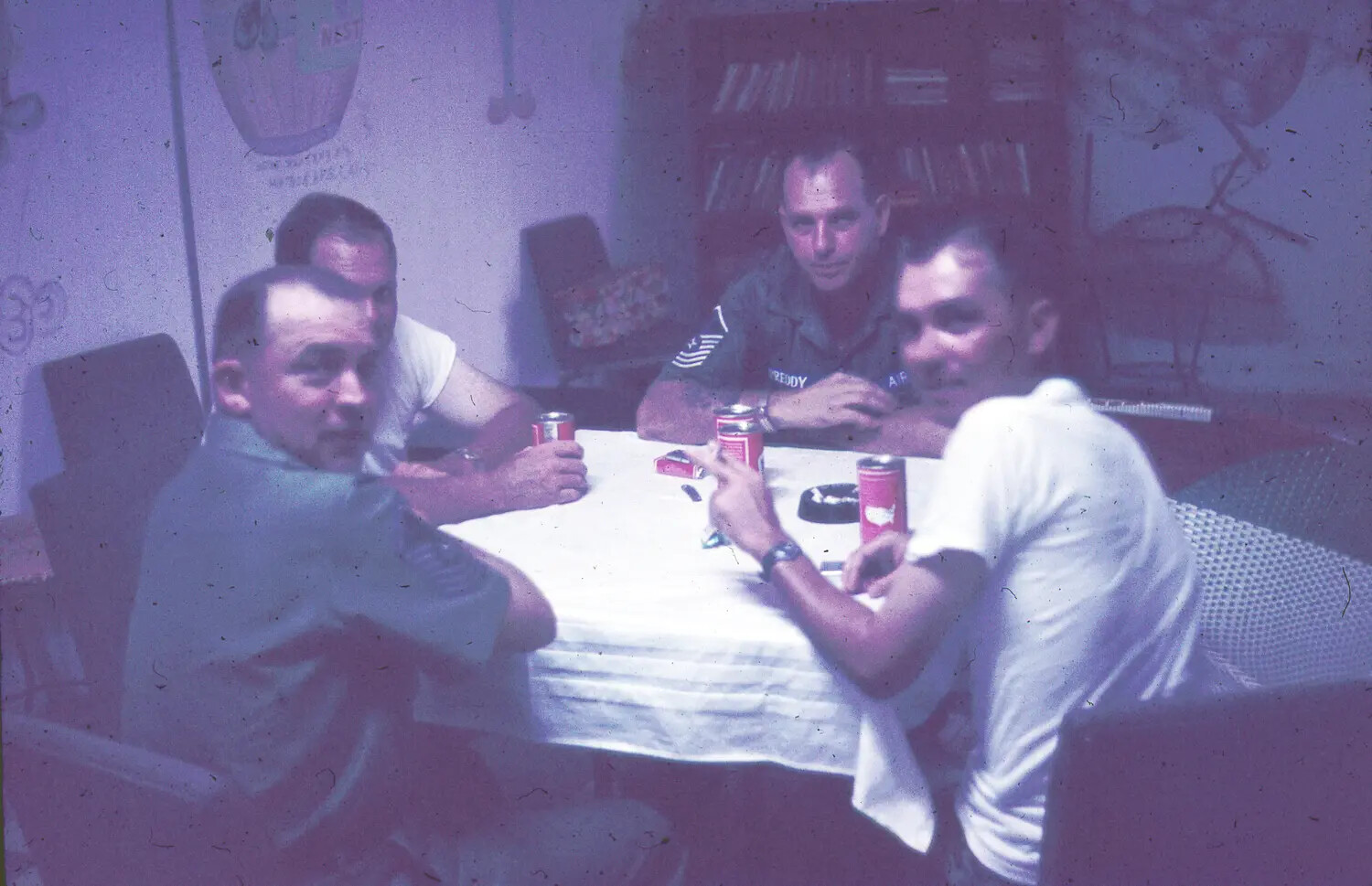 US Air Force Personnel Playing Cards in Barracks Day Room, 3rd Tactical Fighter Wing, Vietnam, 1965