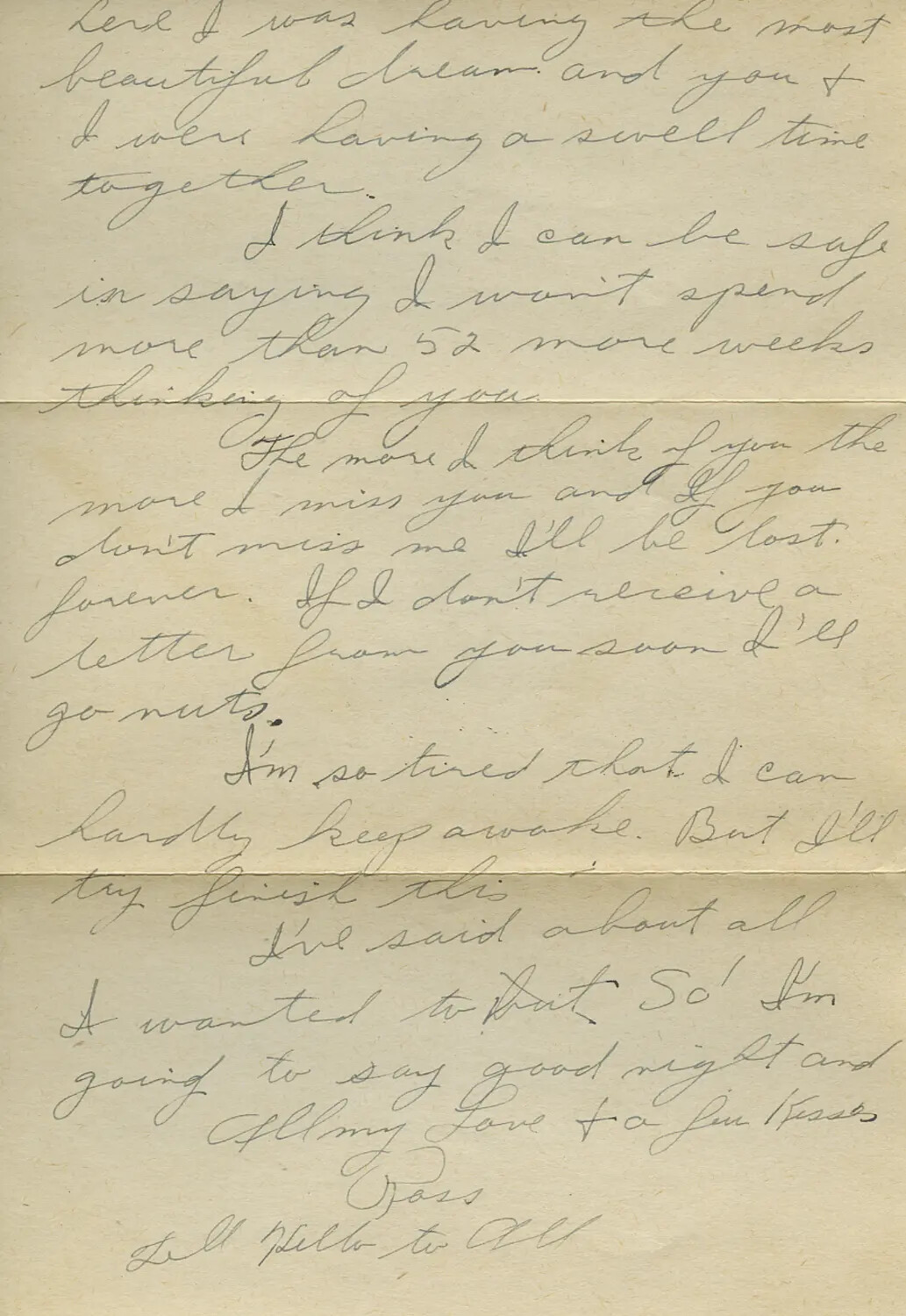 Handwritten Love Letter Page Signed "Ross," MOON SAMMIET Correspondence