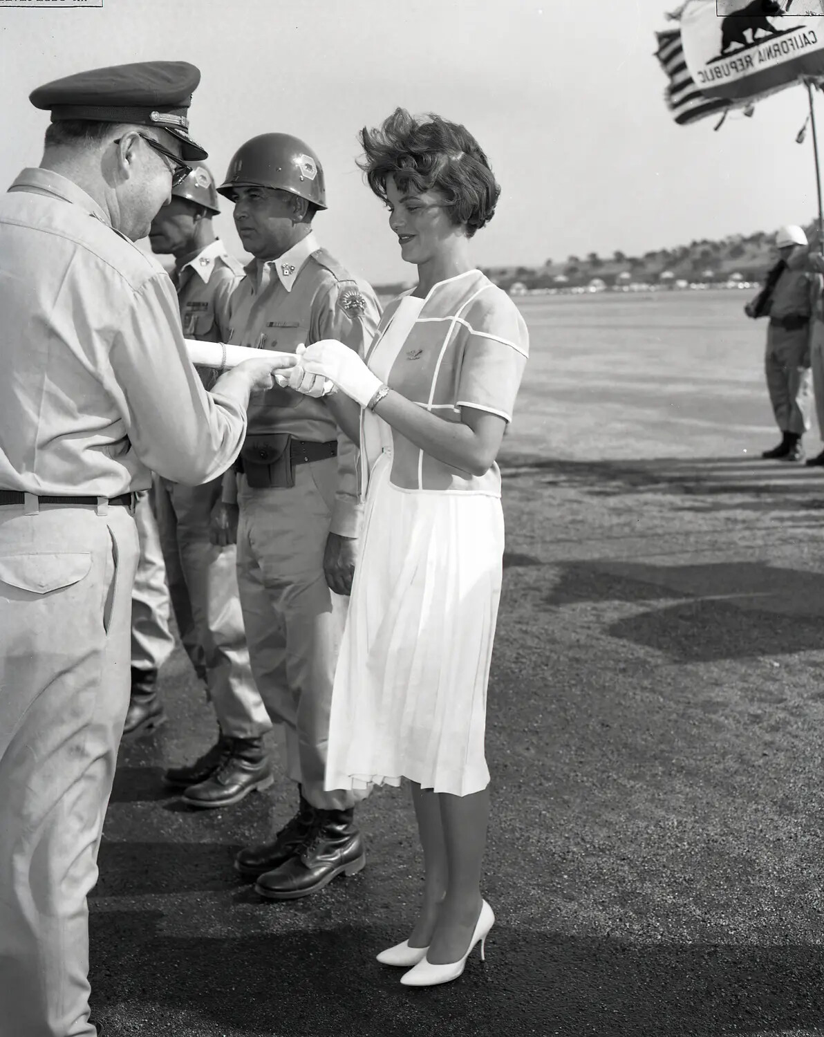 Ceremonial Scroll Presentation to Civilian Honoree, California Army National Guard Airfield Review, circa early 1960s