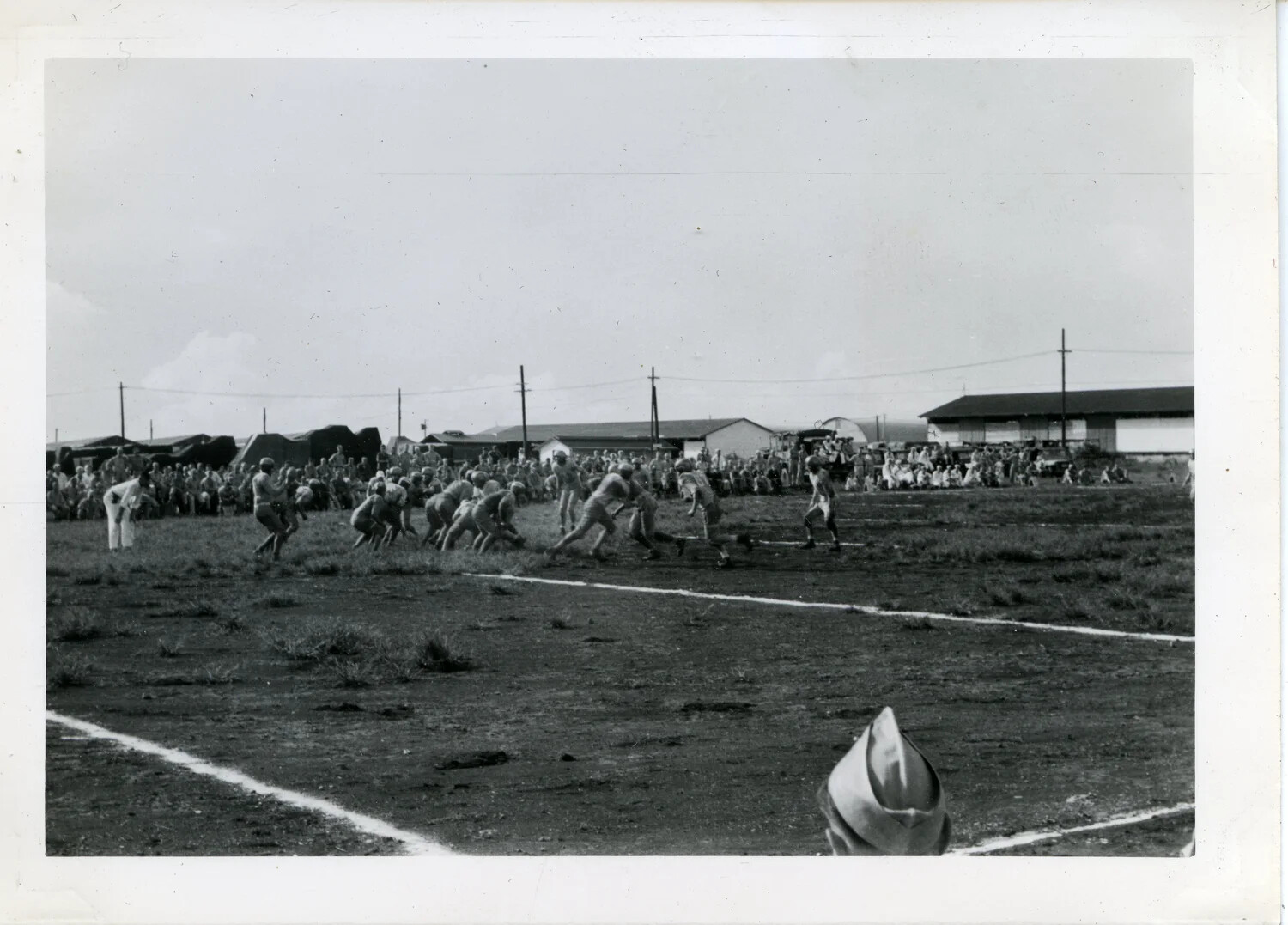 Servicemen Playing Football at VR-6 Naval Air Transport Squadron Base, Agana, Guam