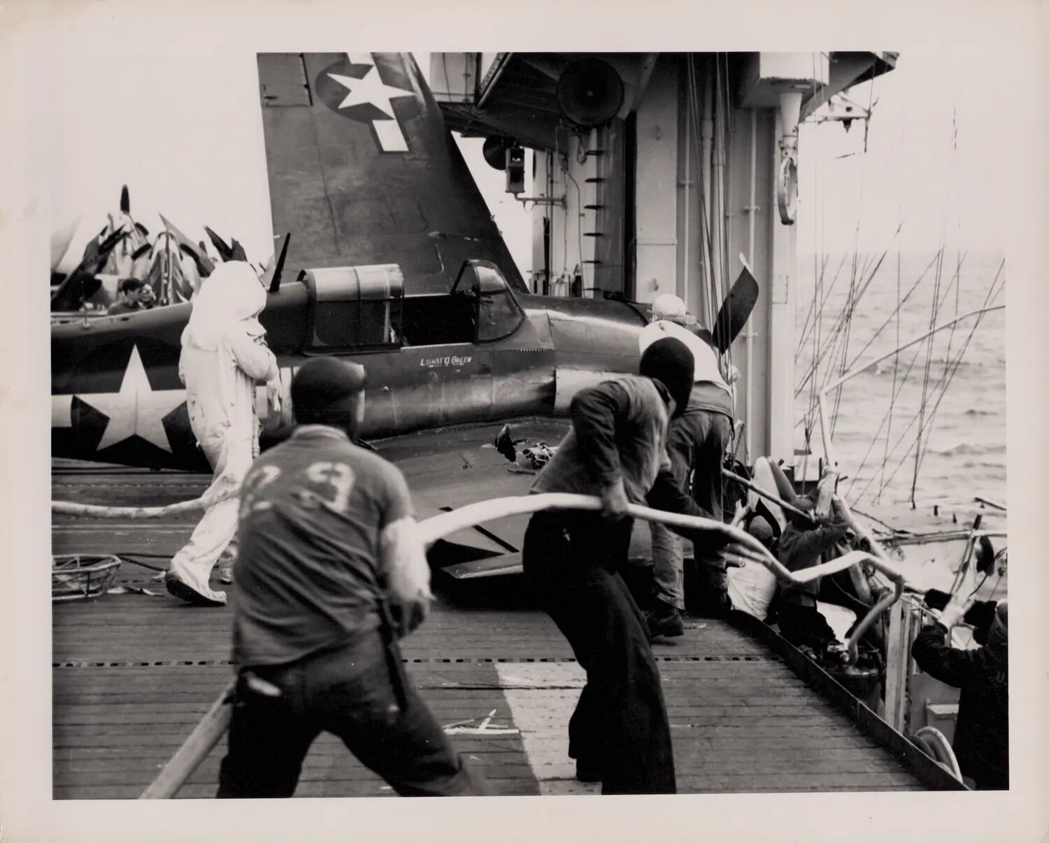 Crash of Aircraft 'B-11,' Lt.(jg) W.O. Green, USS Petrof Bay (CVE-80), 27 February 1945