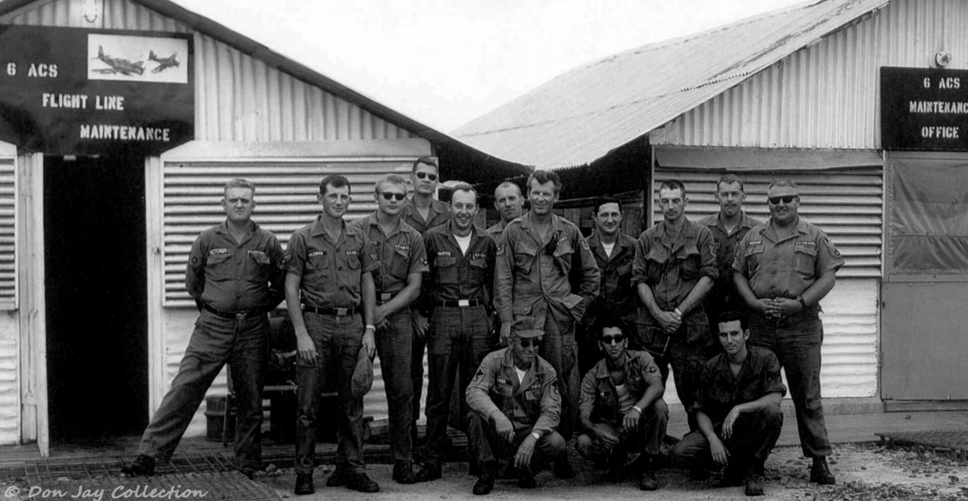 6 ACS Flight Line Maintenance Crew Group Photo, Pleiku Air Base, c. 1968