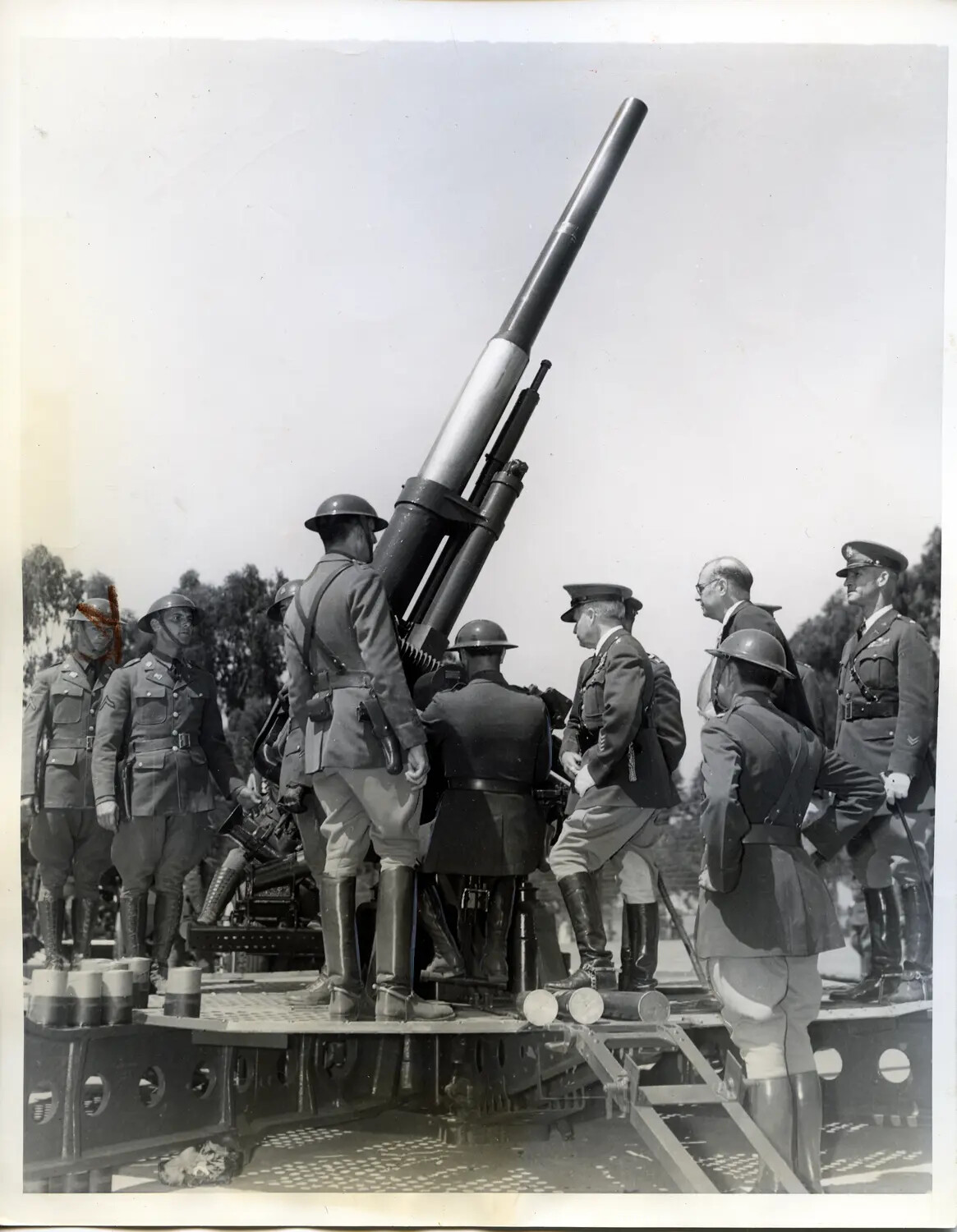 Maj. Gen. Paul B. Malone Inspects 63rd Coast Artillery Anti-Aircraft Equipment, California Pacific International Exposition Mock War, San Diego, September 1935