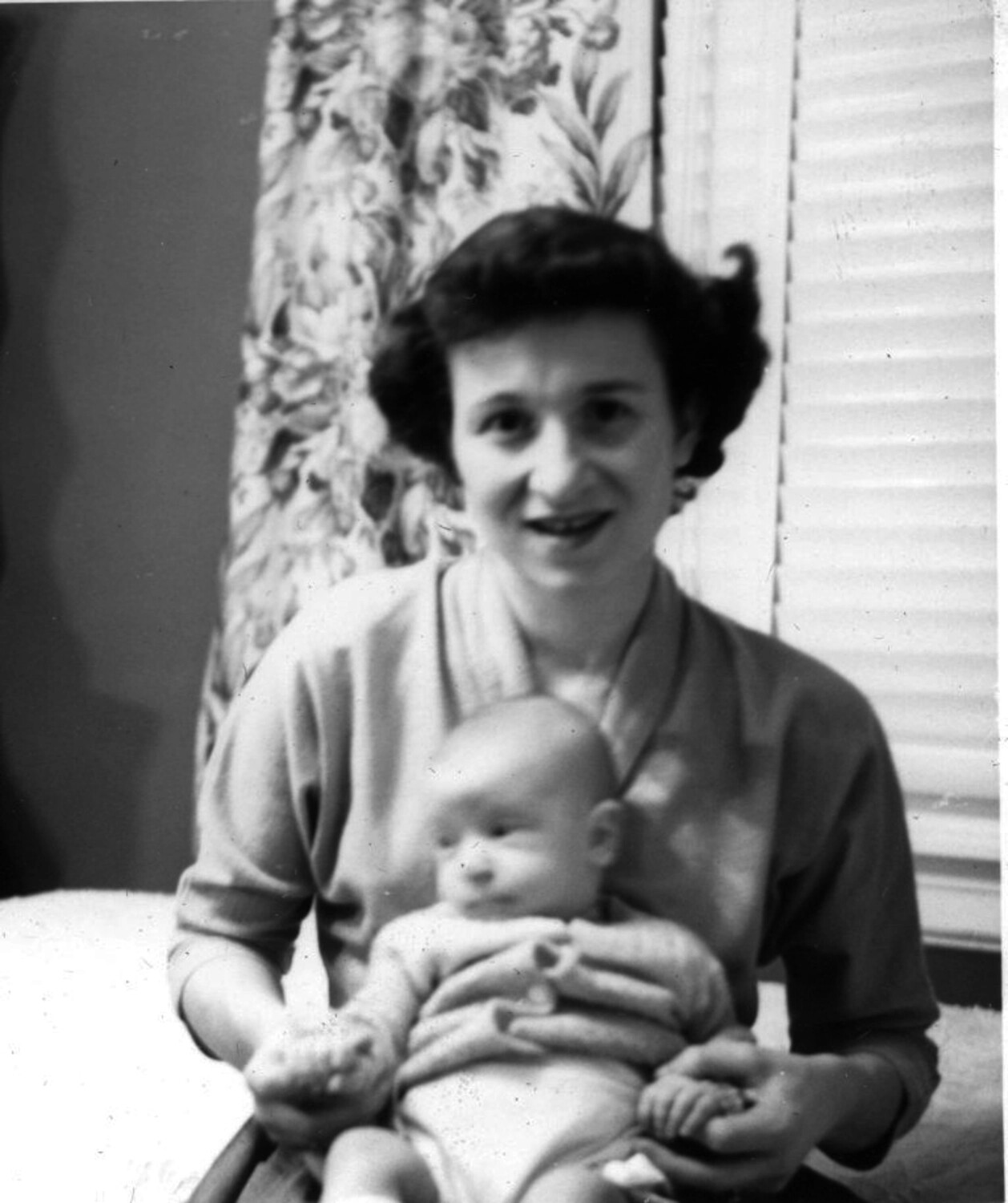 Woman Holding Infant, Domestic Interior, Bancroft Family Collection (Korean War Era)
