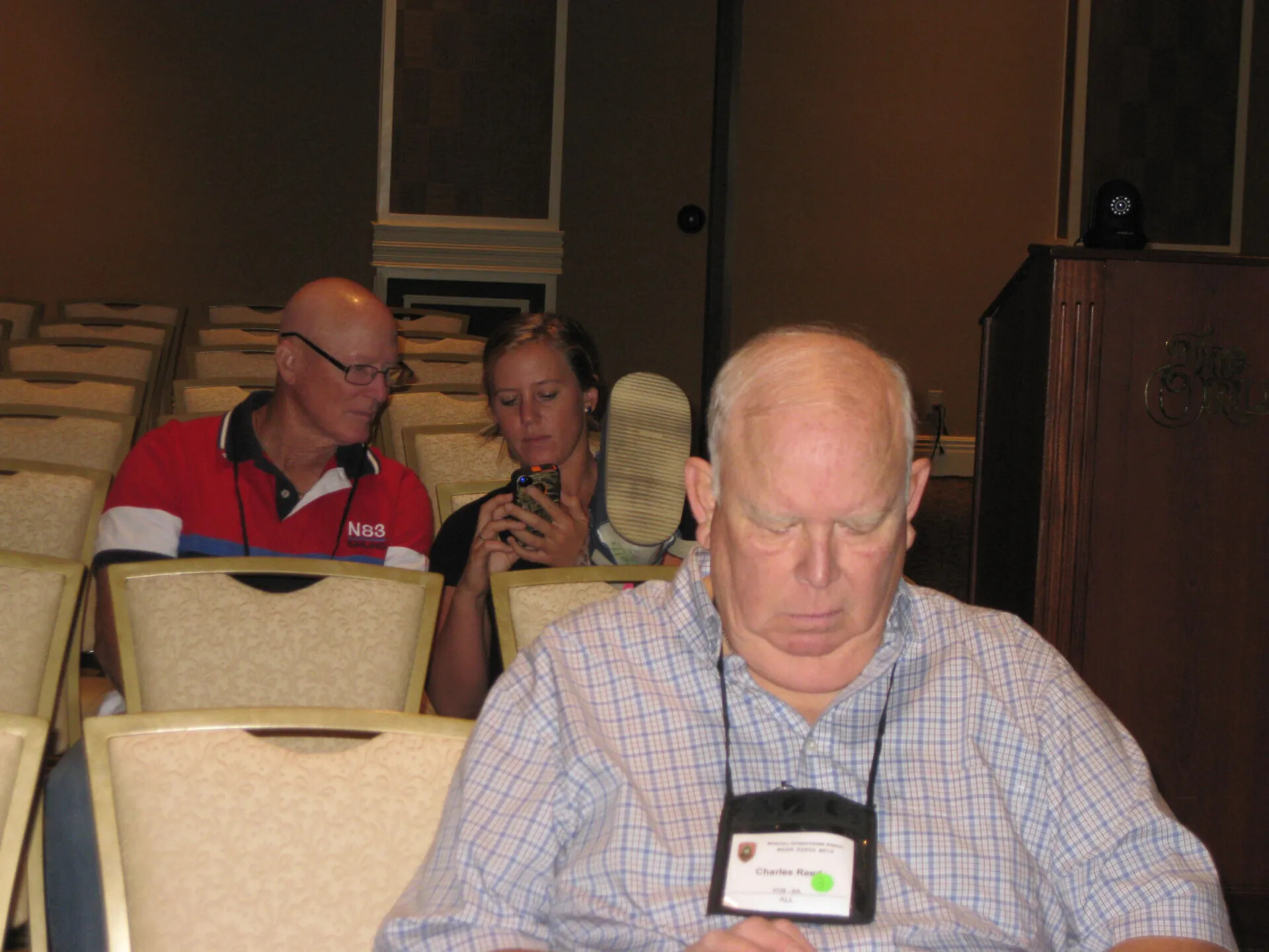 Attendee Charles Reed Wearing the SOAR XXXVII Credential, Meeting Room, The Orleans Hotel & Casino, Las Vegas, 2013