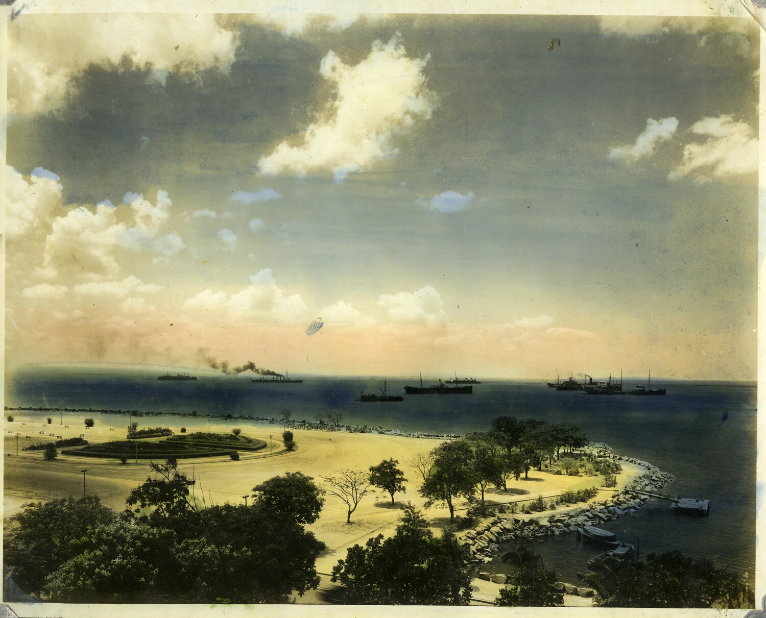 Hand-Tinted View of Manila Bay from the Luneta Waterfront, Philippines