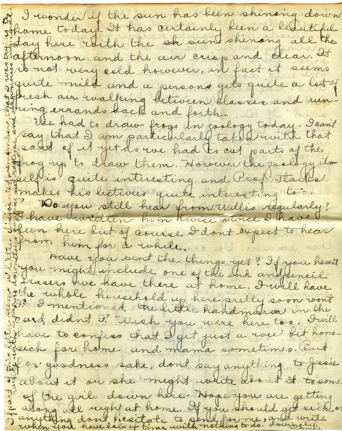 Letter from Winnie Wagener to Her Parents, January 4, 1917 — Page F