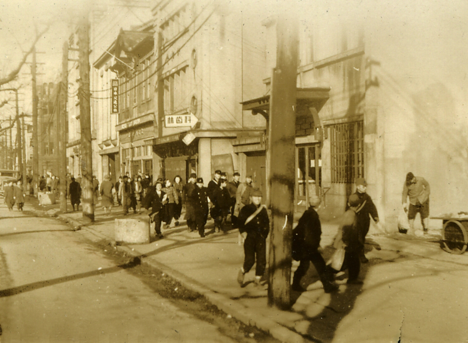 Street Scene with Pedestrians and Storefront Signage, Postwar Japan, Late 1940s-1950s