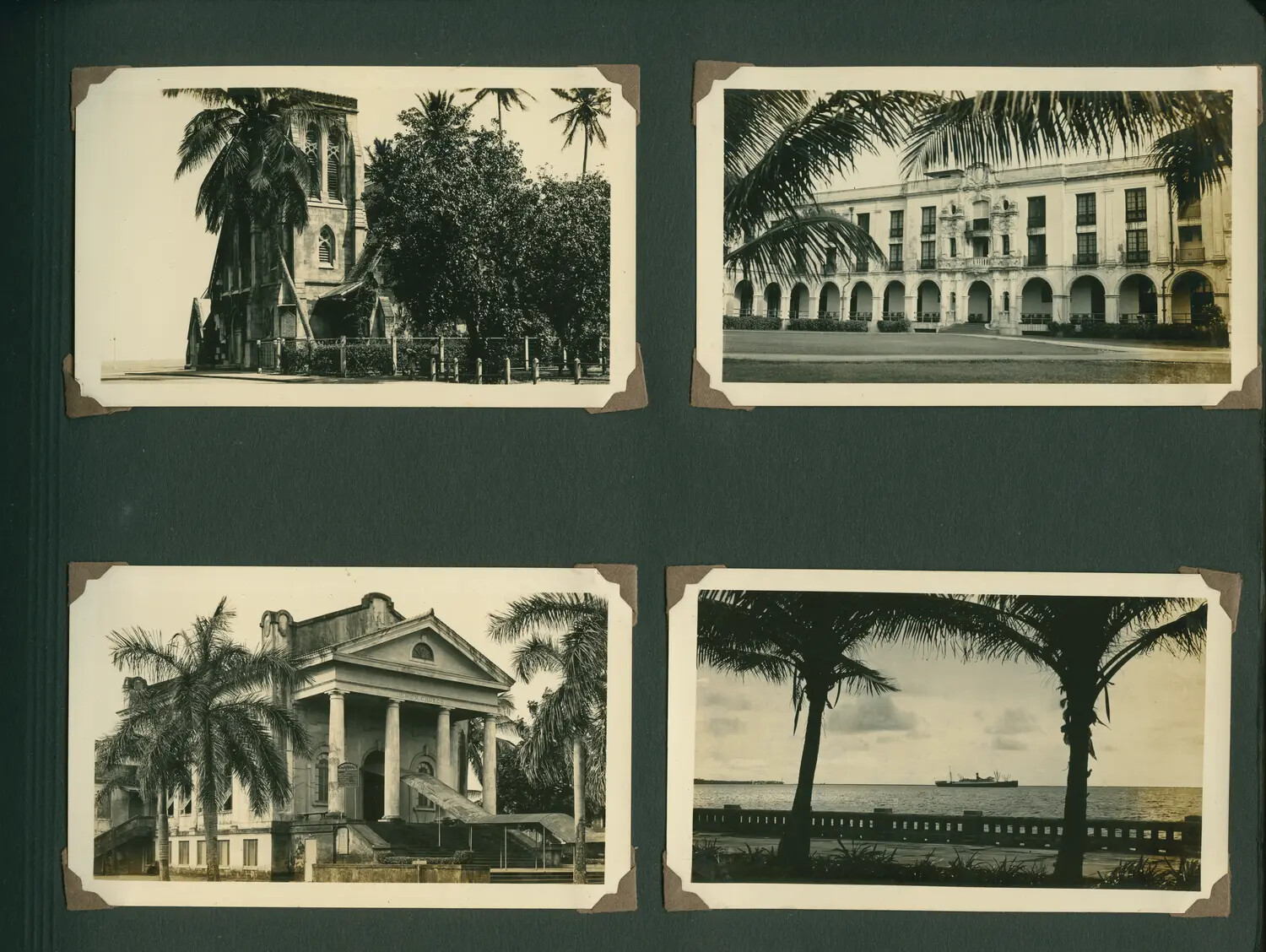 WWII Canal Zone Photo Album Page - Panama Architecture and Harbor Views