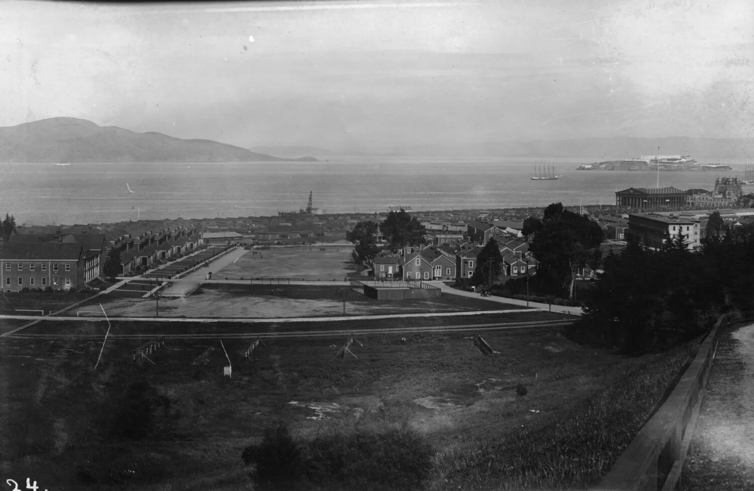 Elevated View of the North Cantonment, Presidio of San Francisco, Overlooking San Francisco Bay