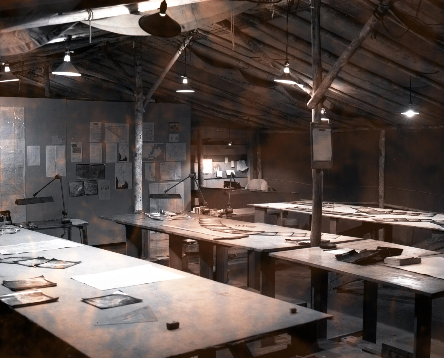 Interior View of Field Photo Interpretation Laboratory, CBI Theater, WWII