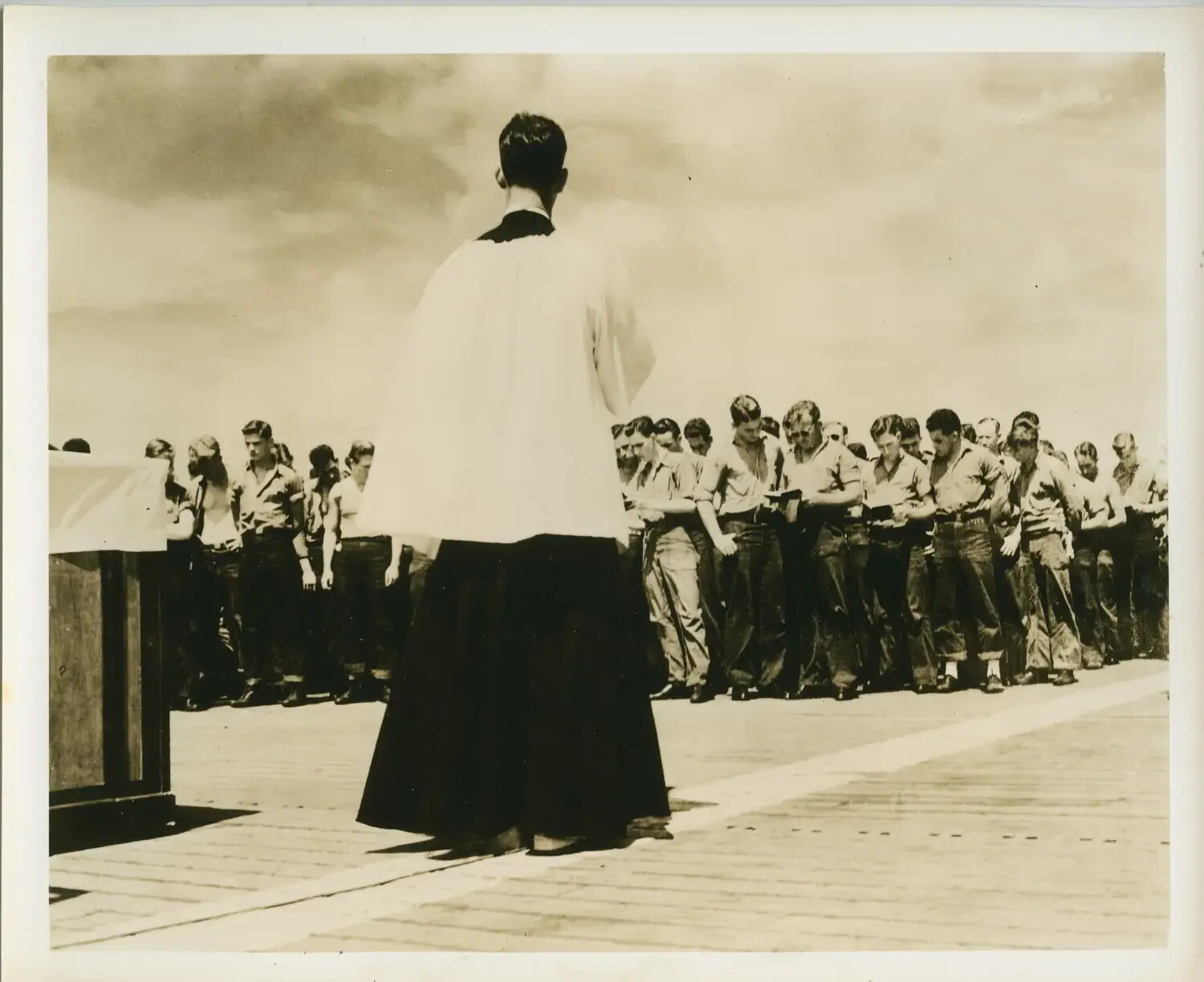 Divine Service on the Flight Deck, USS Petrof Bay (CVE-80)
