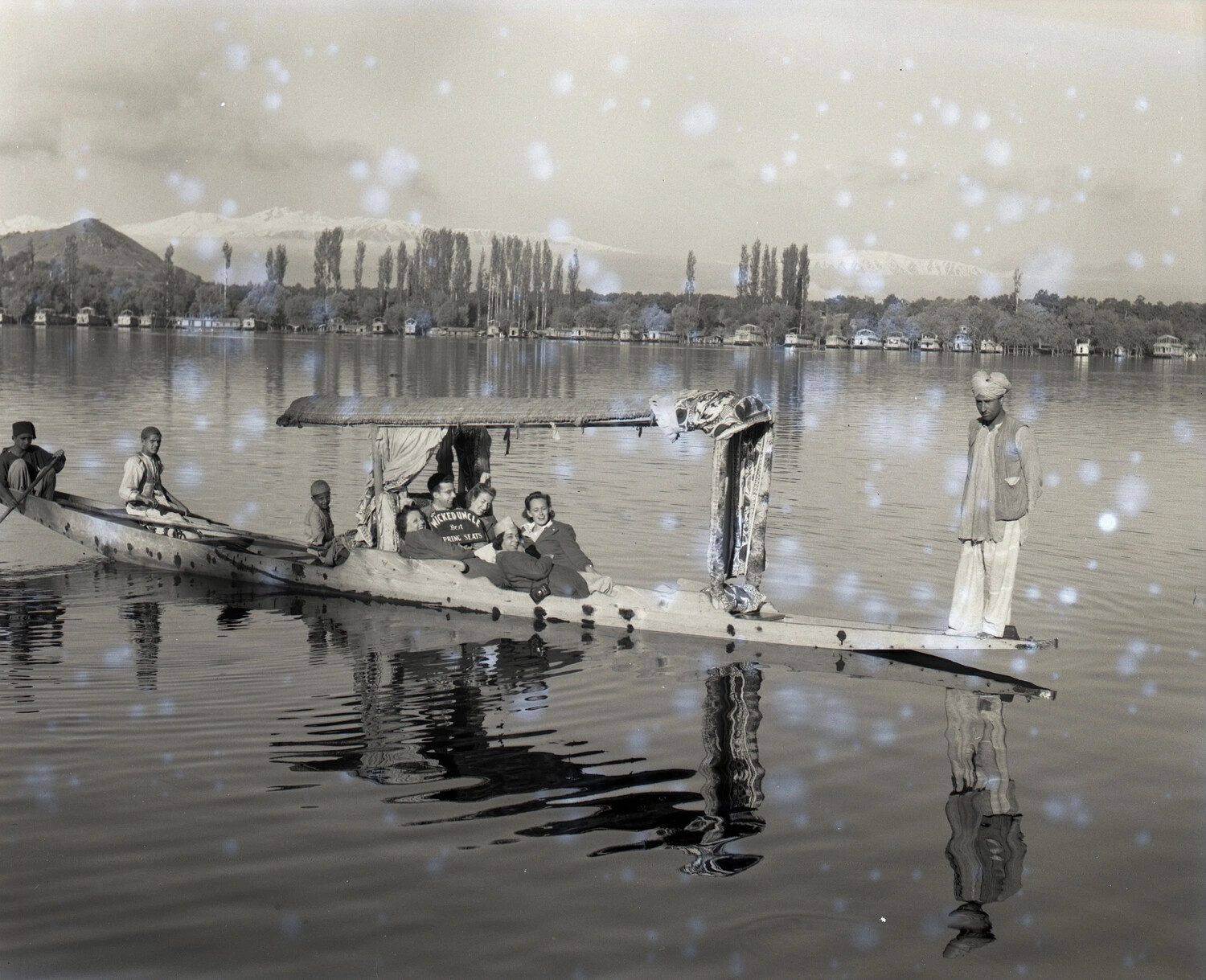 American Servicemen on Shikara Boat, Dal Lake, Kashmir, WWII CBI Theater