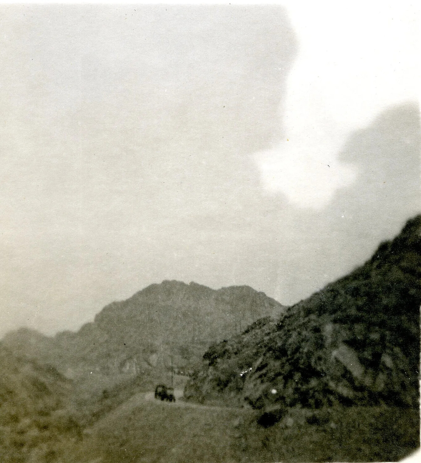 Mountain Landscape with Military Vehicle on Roadway, Pacific Transit Route